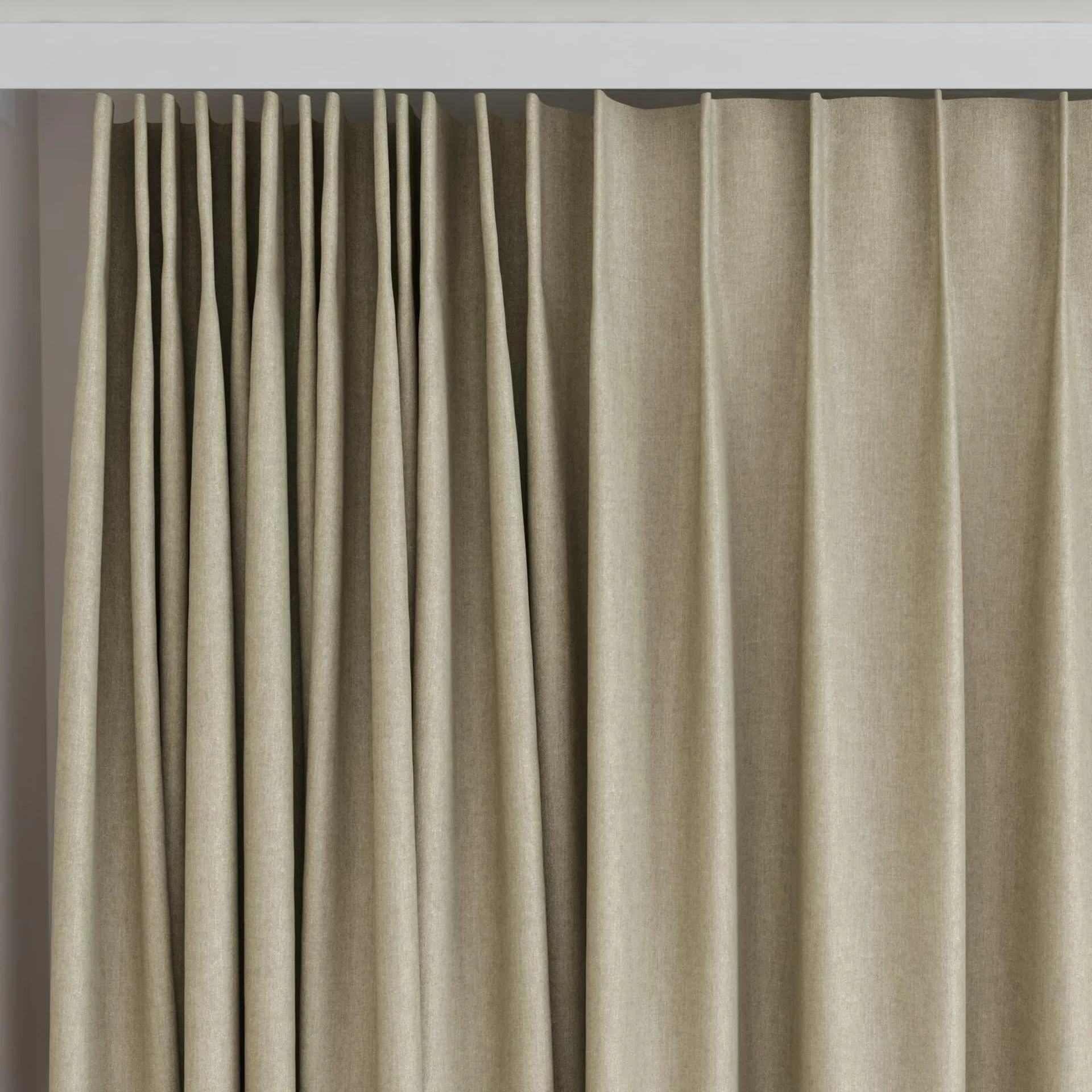 Top view of Cushy Seagrass, on curtain rail