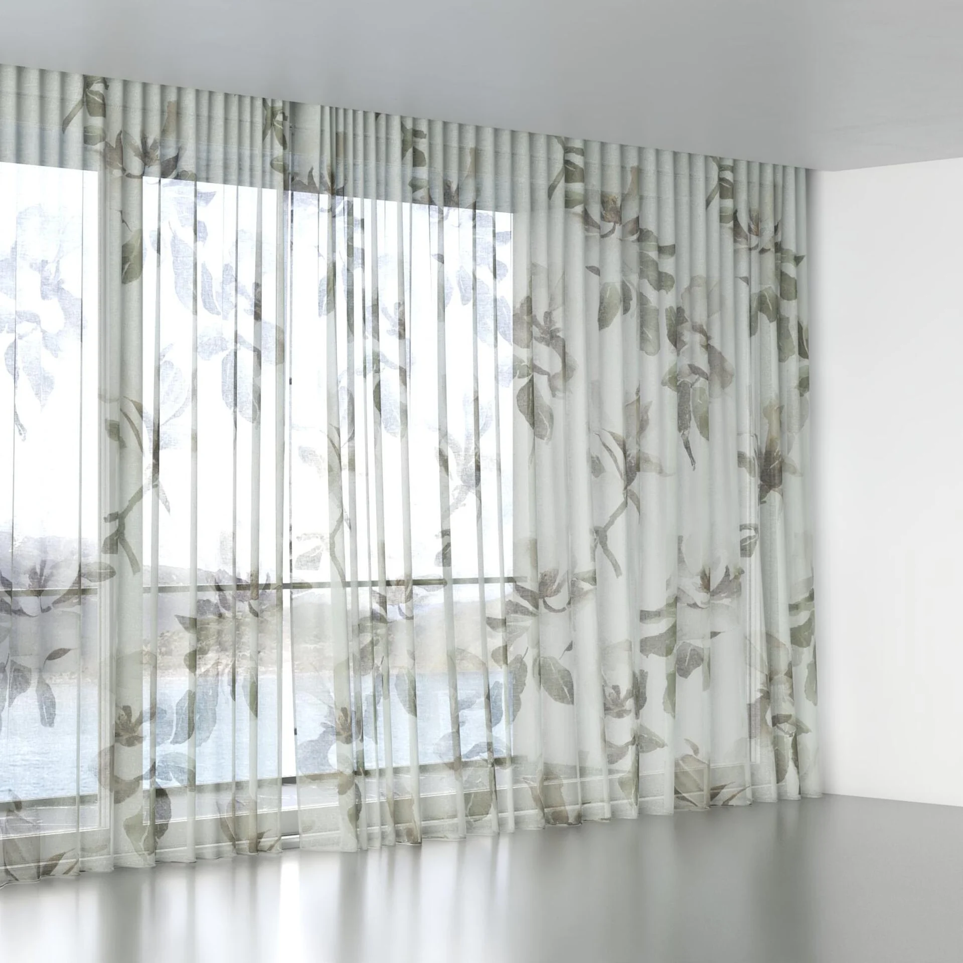 Full view of Magnolia Grande Sheer Clove, wave pleat