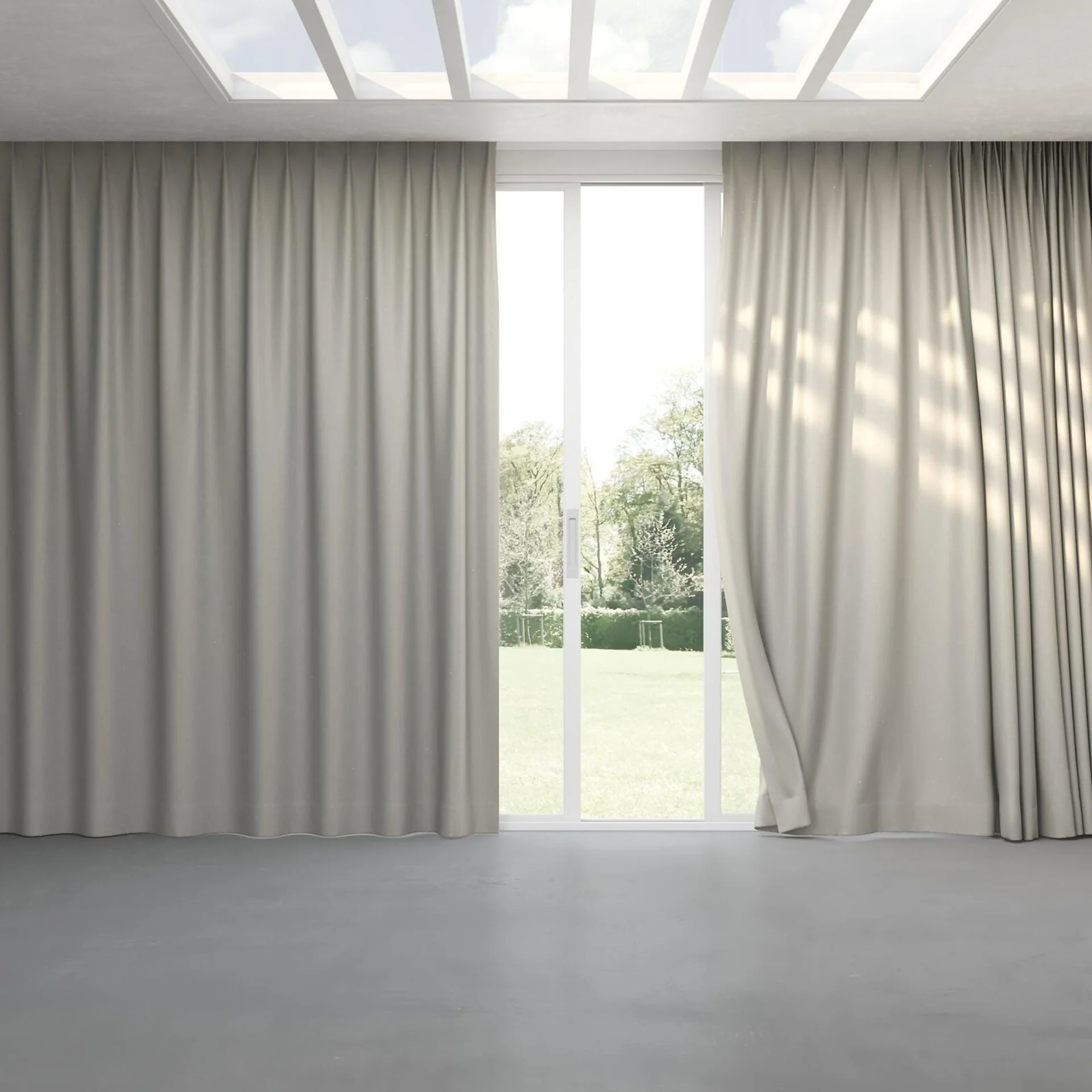 Full view of Excel Aluminium, pinch pleat