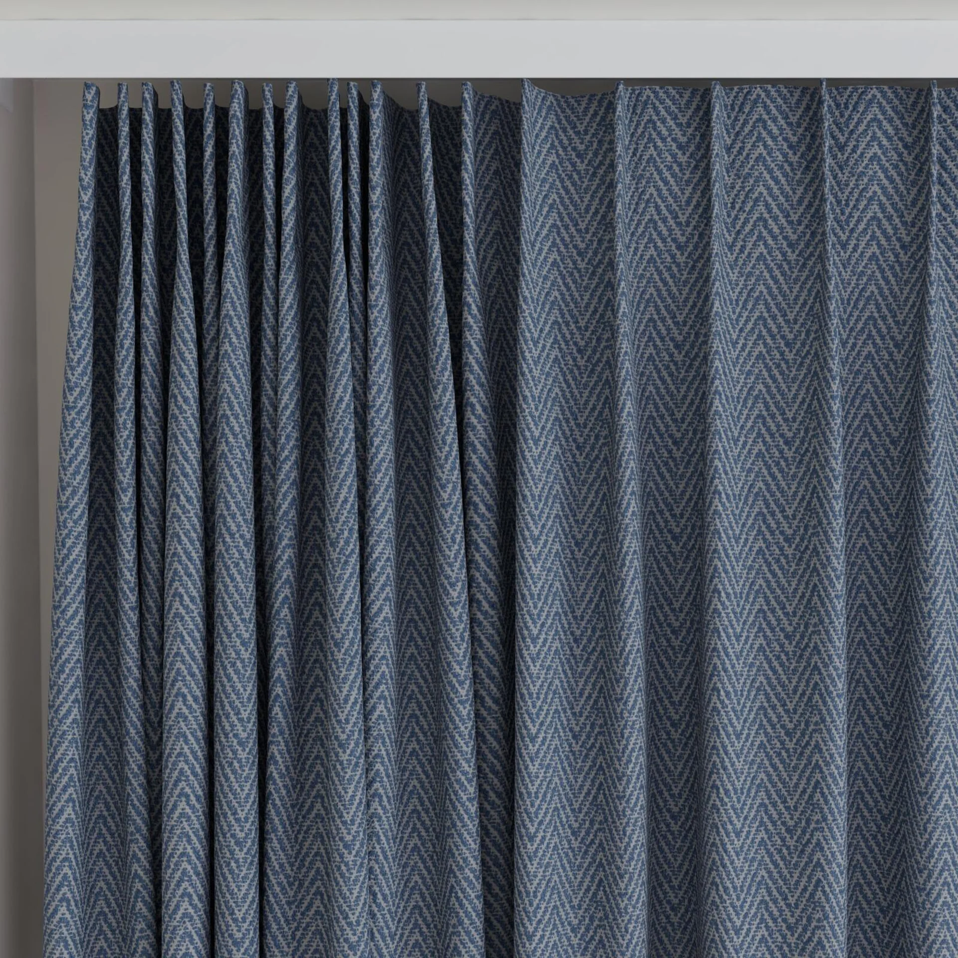 Top view of Saiph Denim, on curtain rail