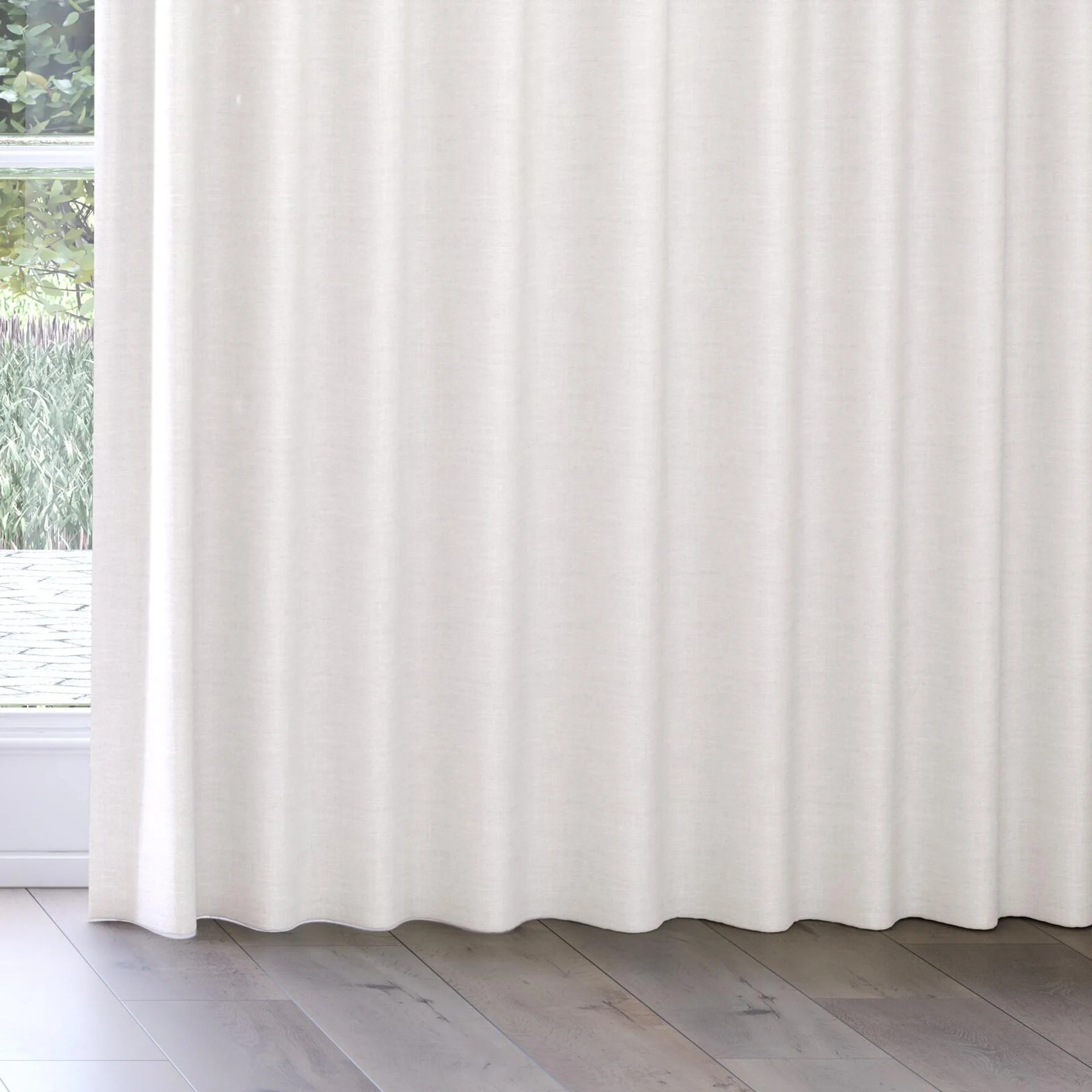 Bottom view of Envoy 2 Chino 320cm, on curtain rail