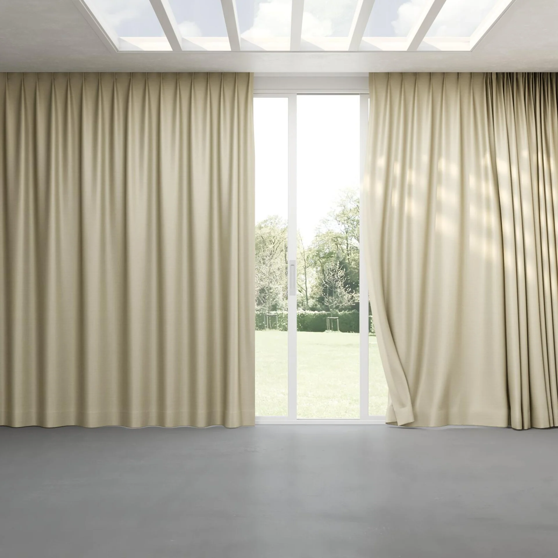 Full view of Silky Bean, pinch pleat