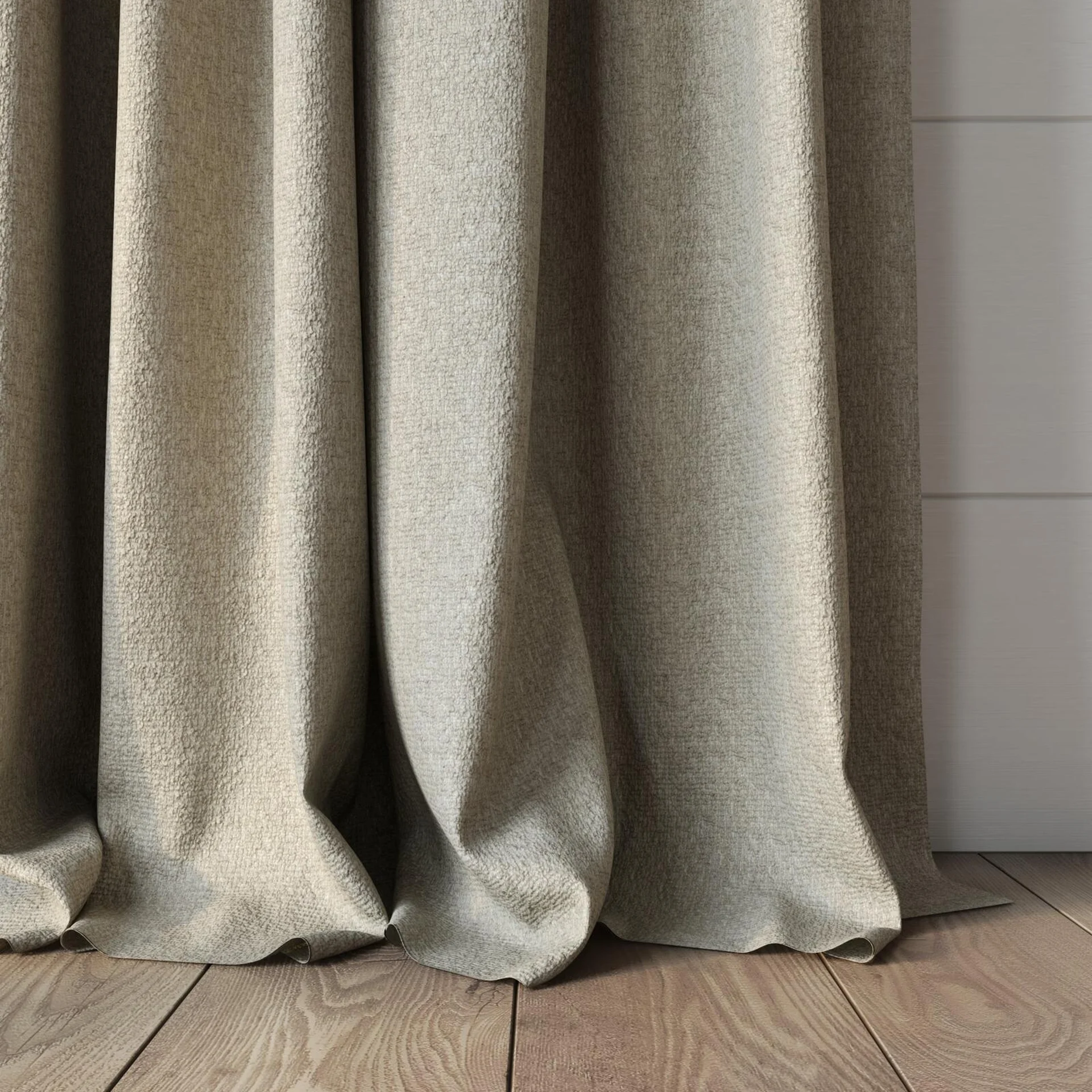 Bottom view of Sabik Dune, puddled, on curtain rod