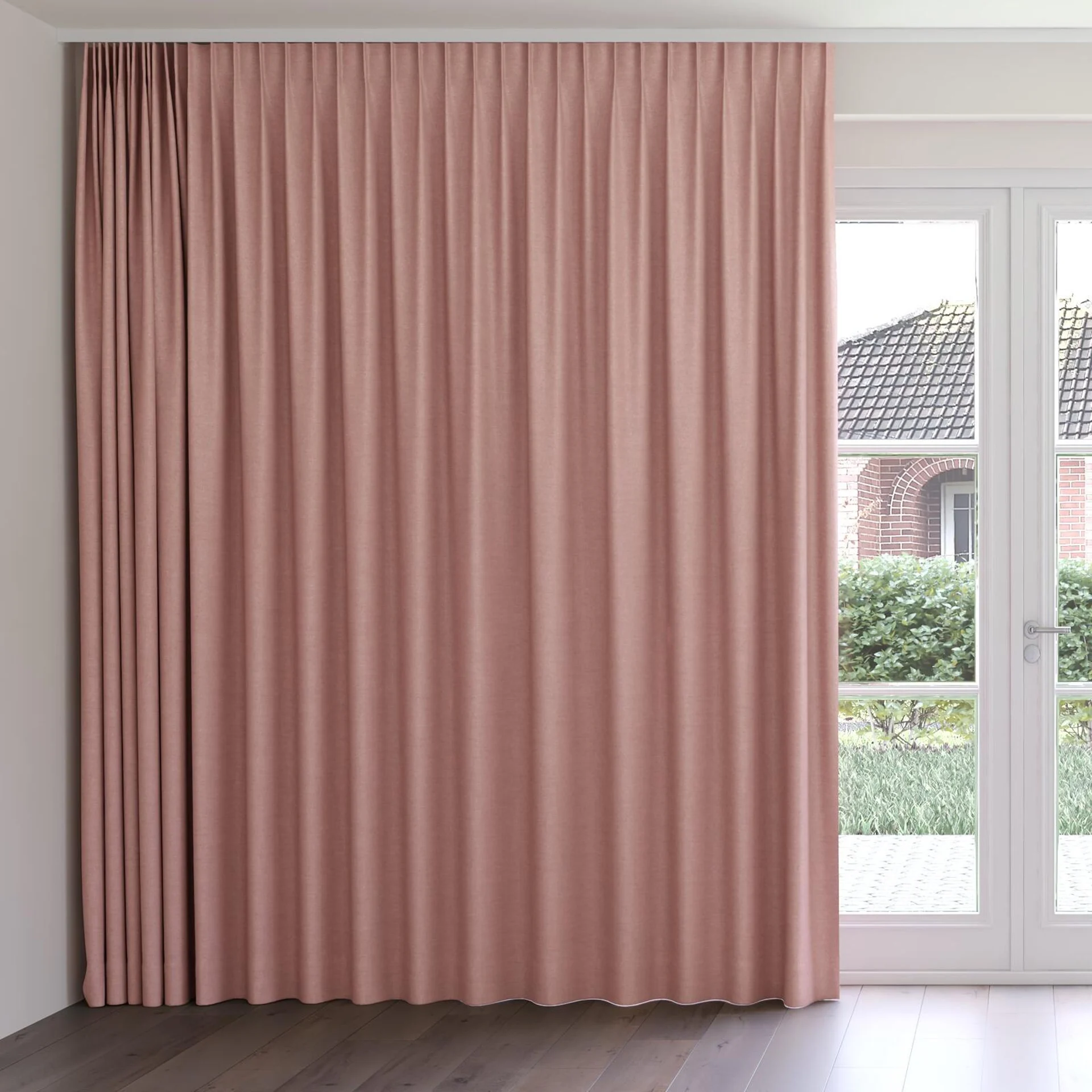 Front view of Drama Boudoir, on curtain rail
