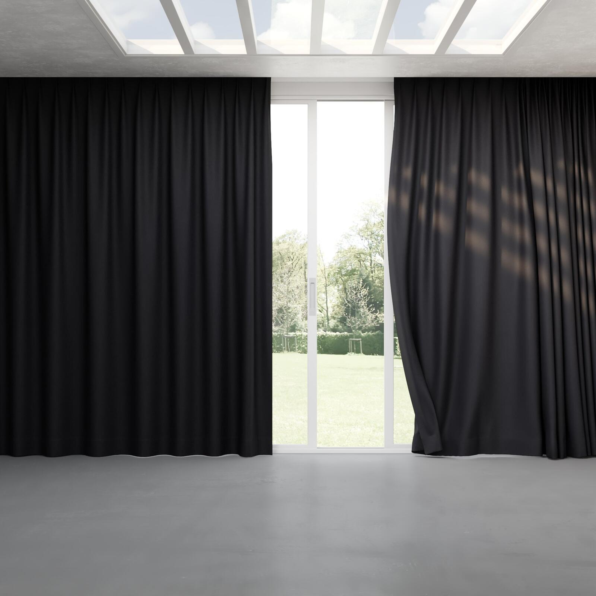 Full view of Kanvas Ebony, pinch pleat