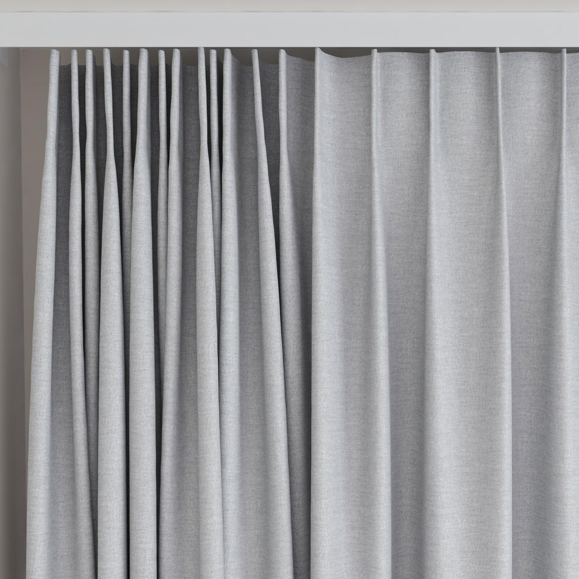 Top view of Casual Misty, on curtain rail