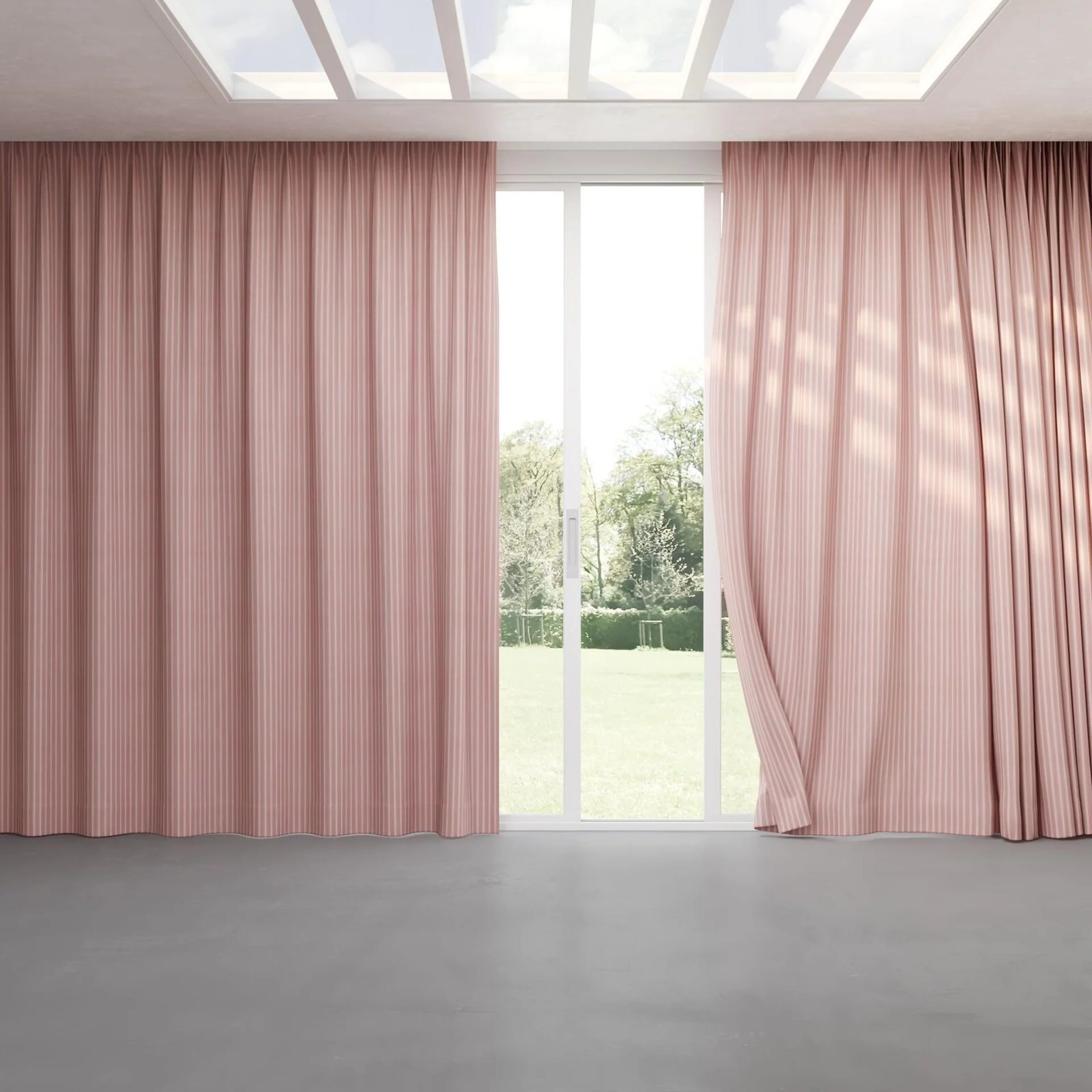 Full view of Cordial Petal, pinch pleat