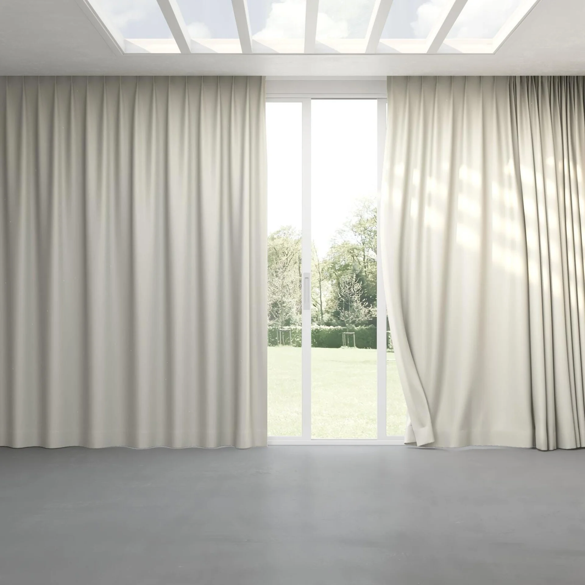 Full view of Excel Limestone, pinch pleat