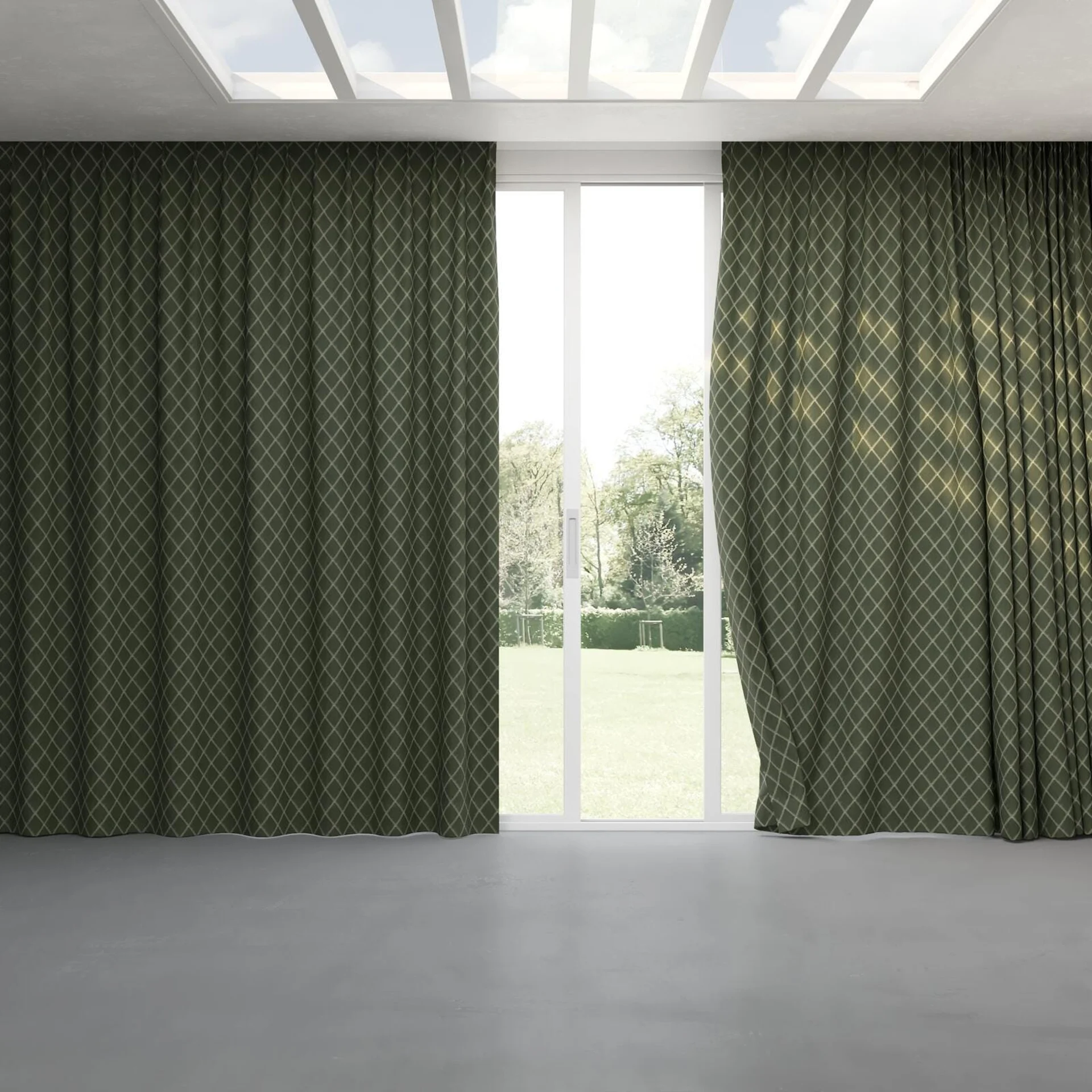 Full view of Pantheon Thyme, pinch pleat