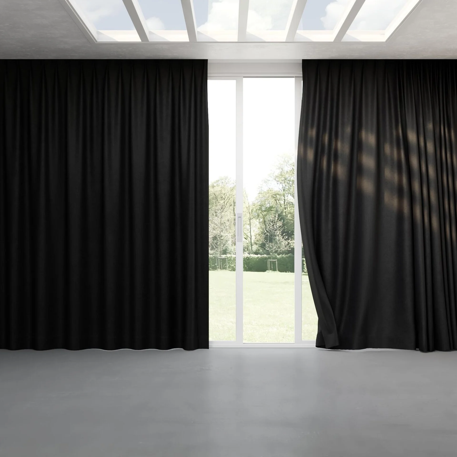 Full view of Hug Onyx, pinch pleat