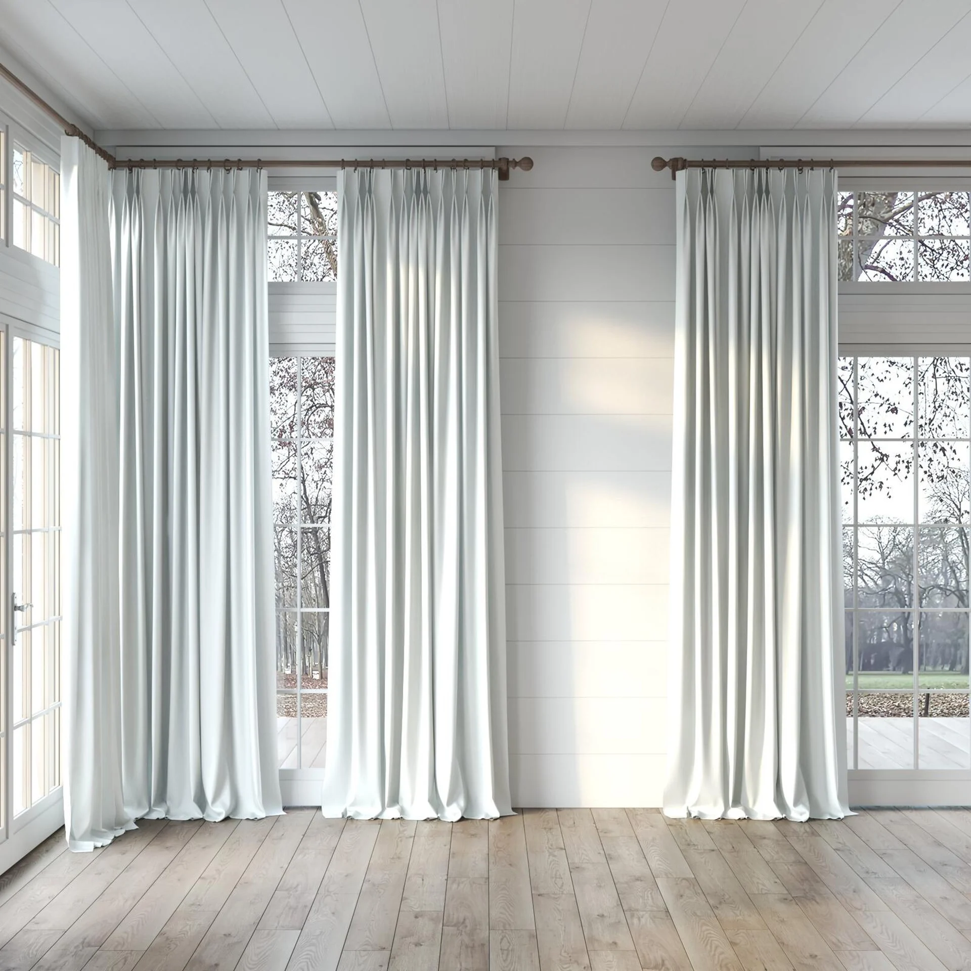 Full view of Re-New Crystal, puddled, on curtain rod