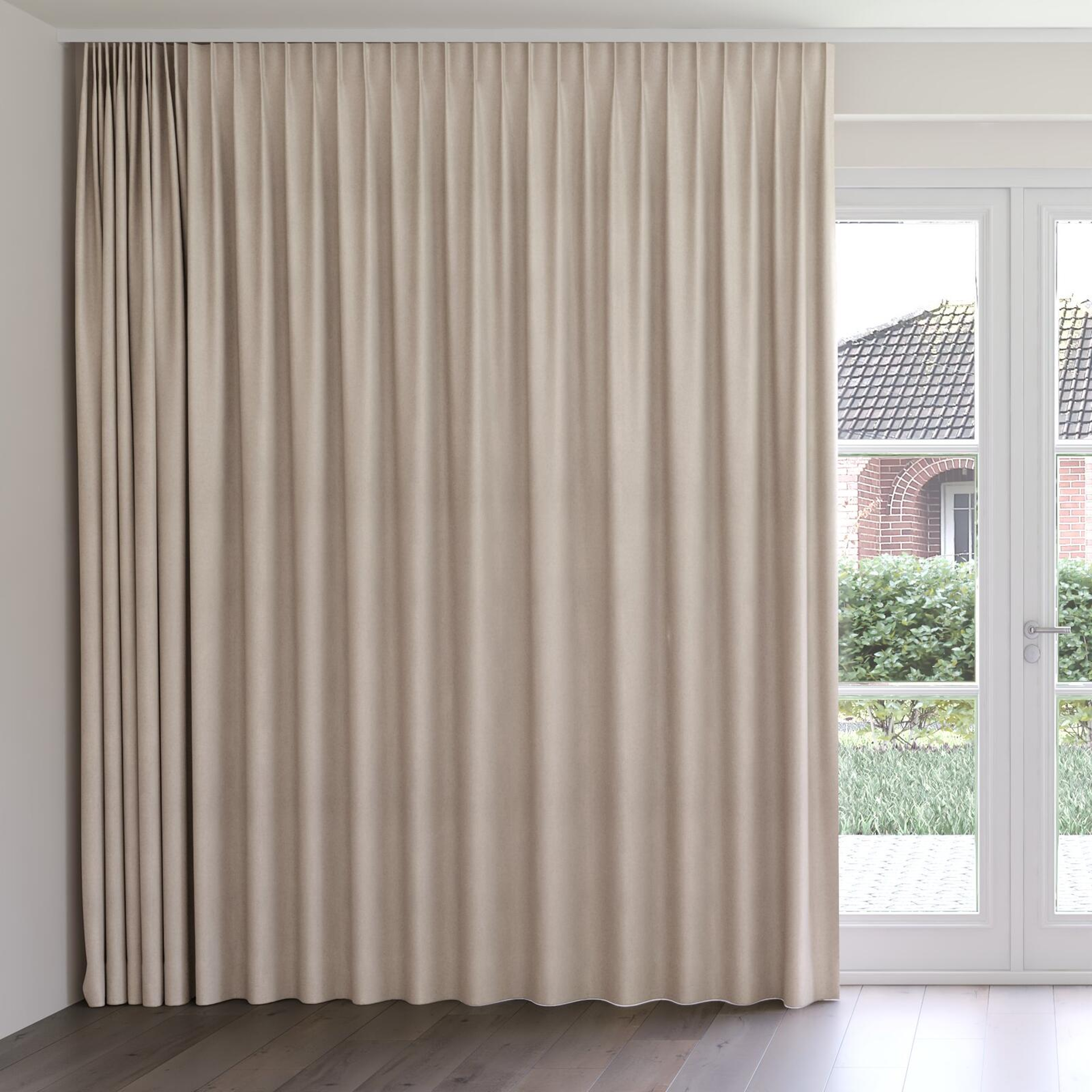 Front view of Liberate Raffia, on curtain rail