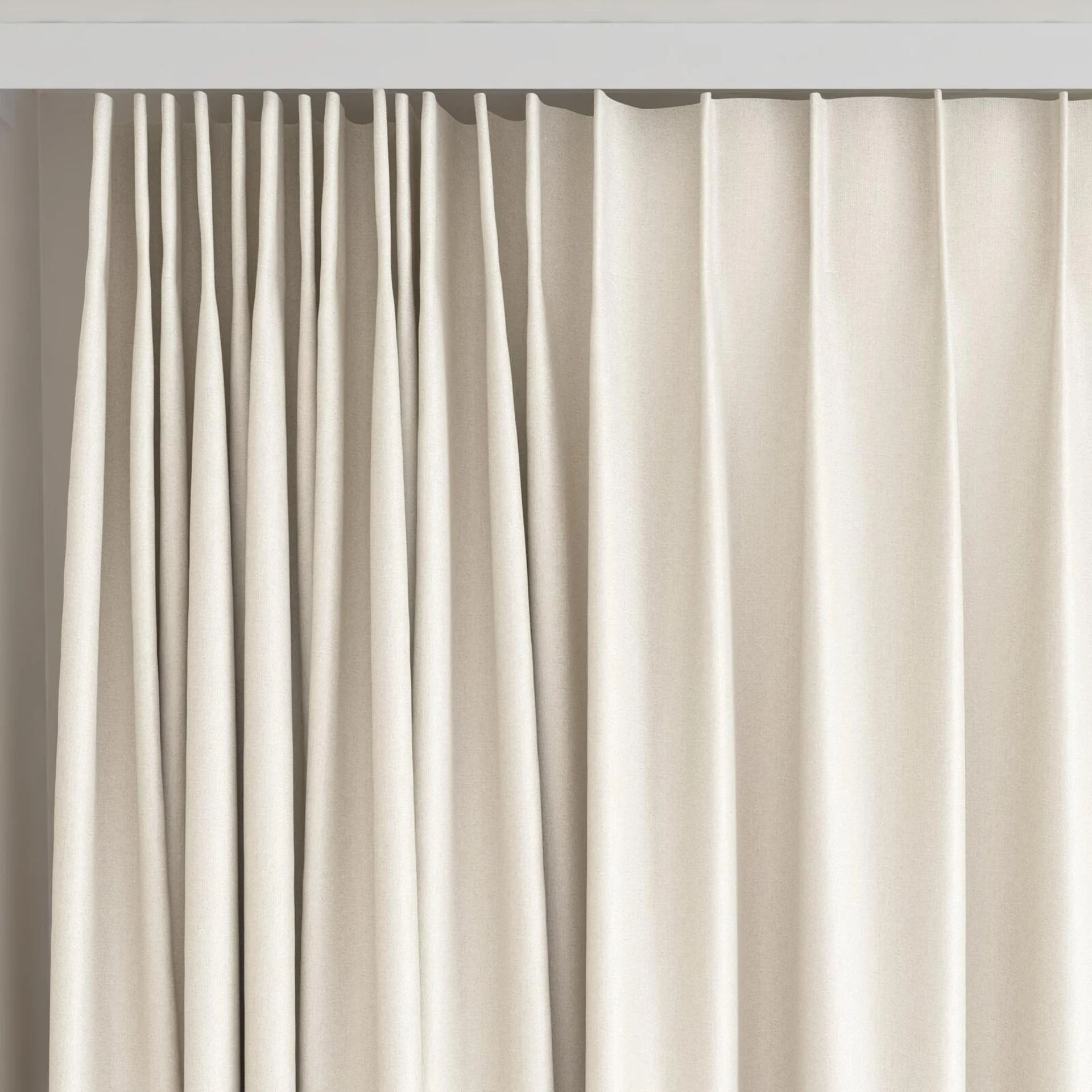 Top view of Excel Greige, on curtain rail