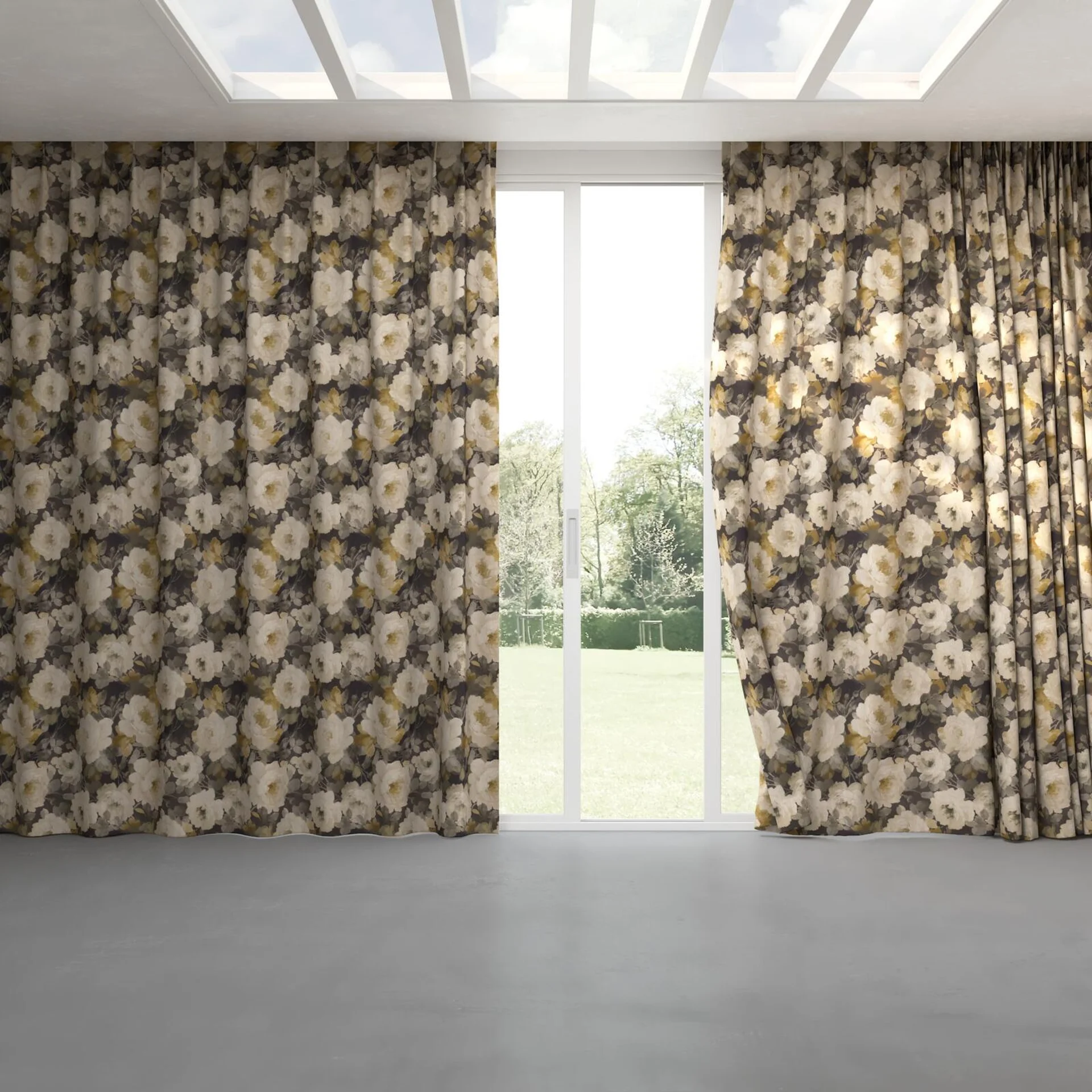 Full view of Victoria Topaz, pinch pleat