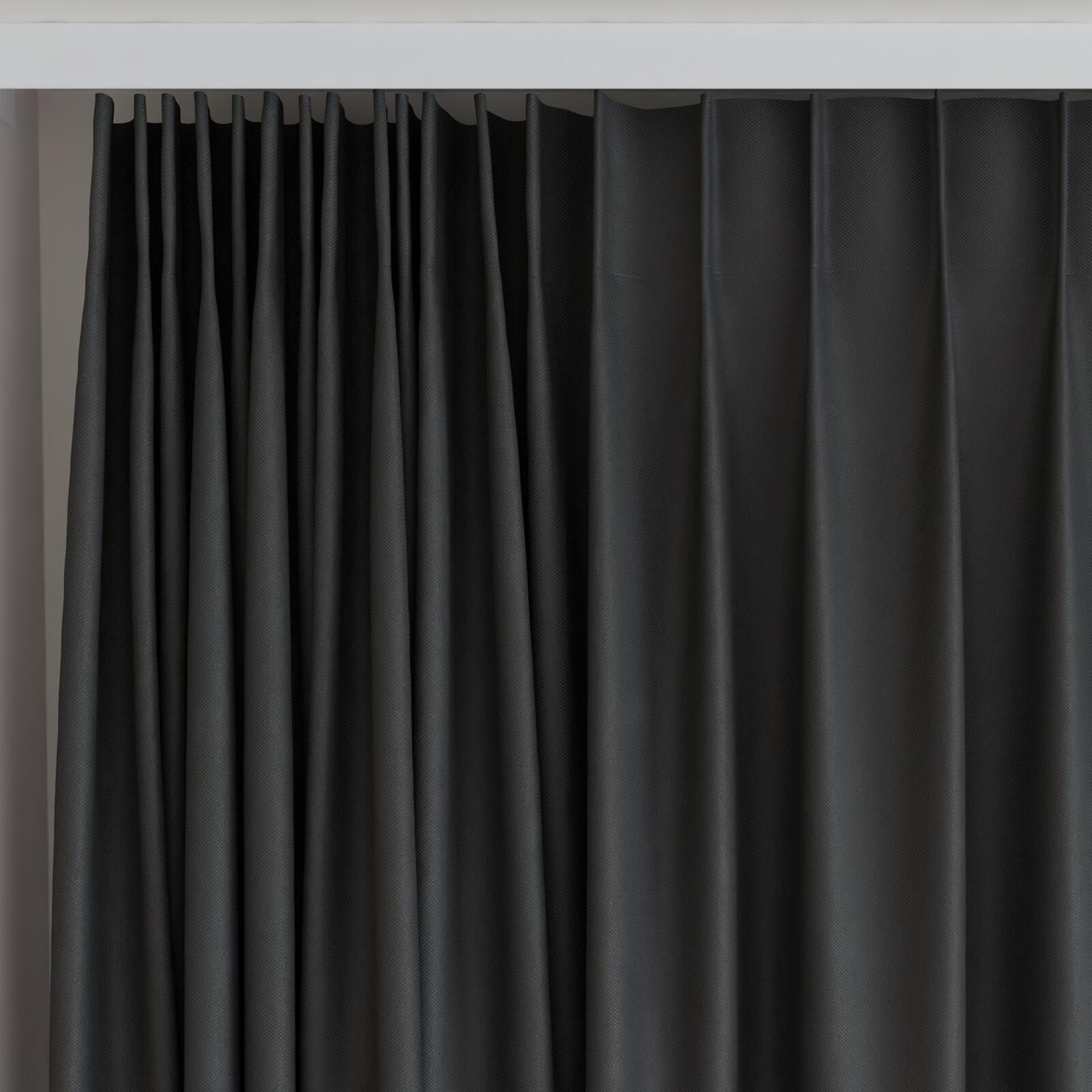 Top view of Dream Weaver 300 Coal, on curtain rail