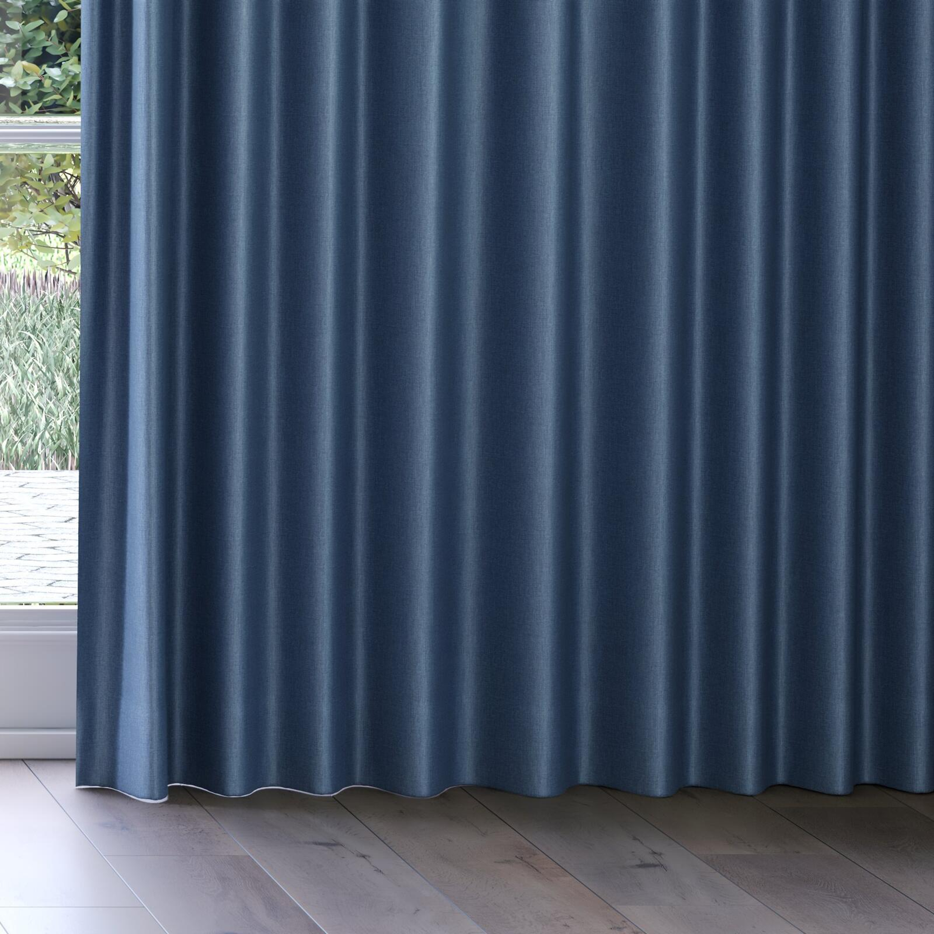 Bottom view of Matrix Denim, on curtain rail