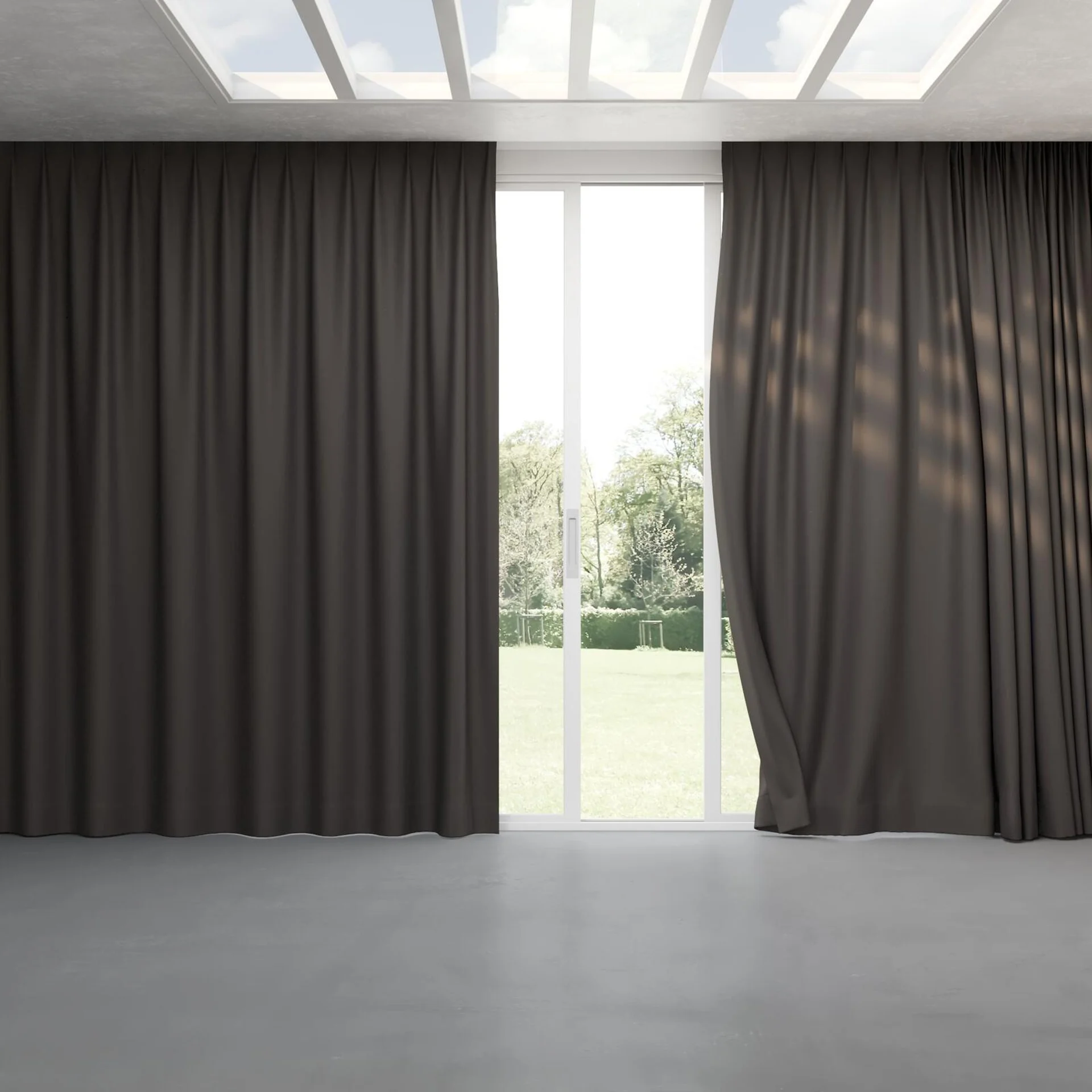 Full view of Duede Shadow, pinch pleat