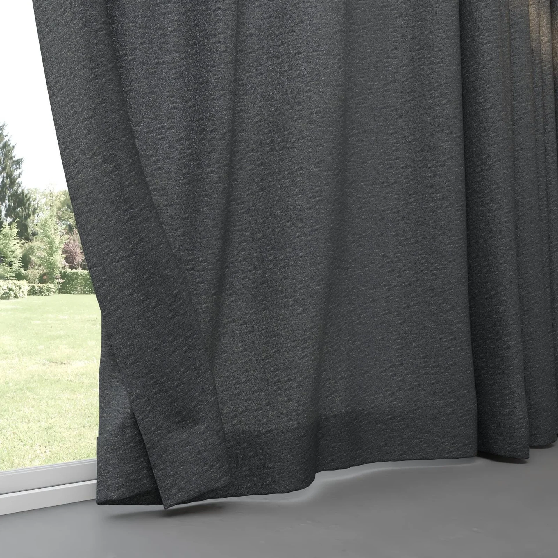 Bottom view of Metallique Obsidian, pinch pleat