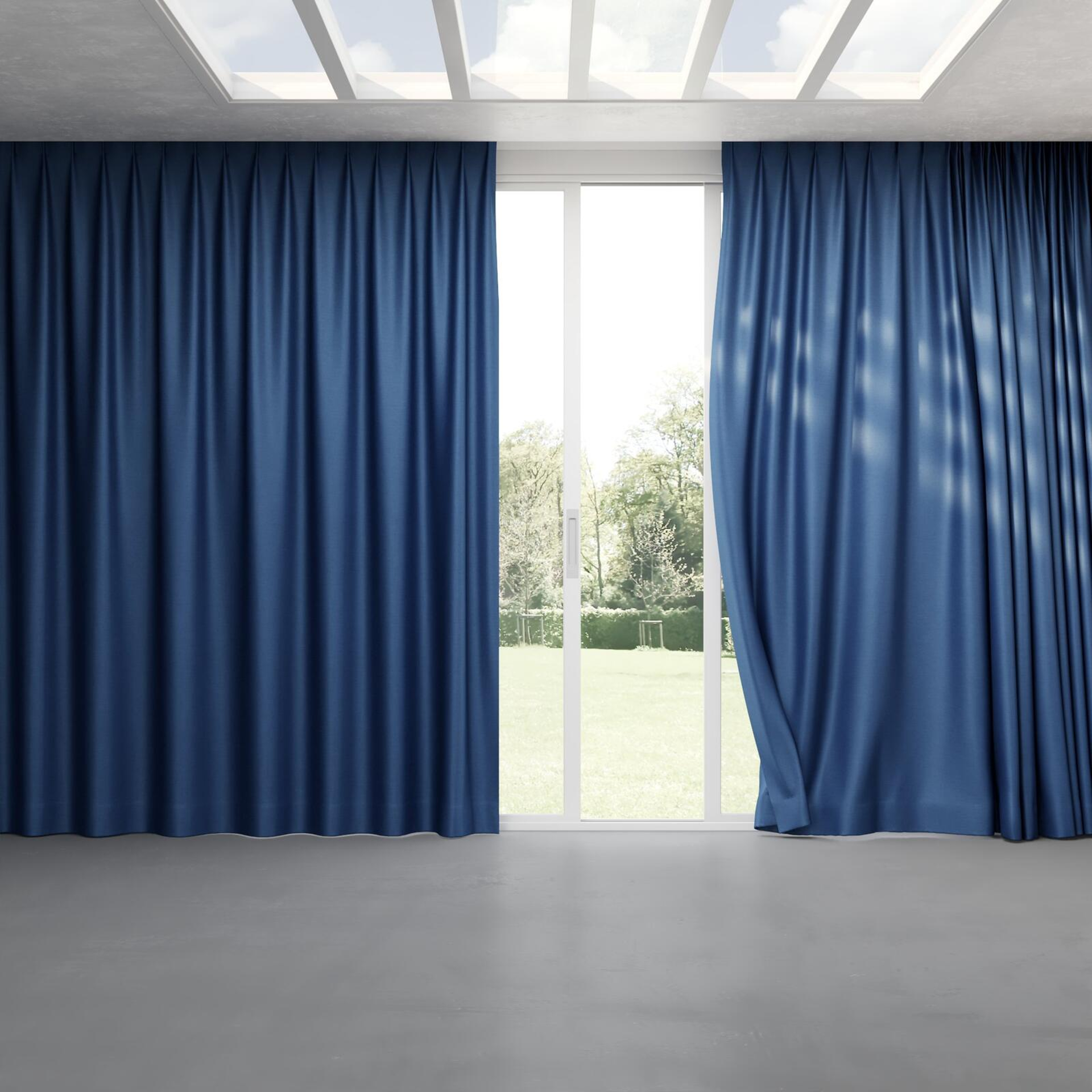 Full view of Provence Indigo, pinch pleat