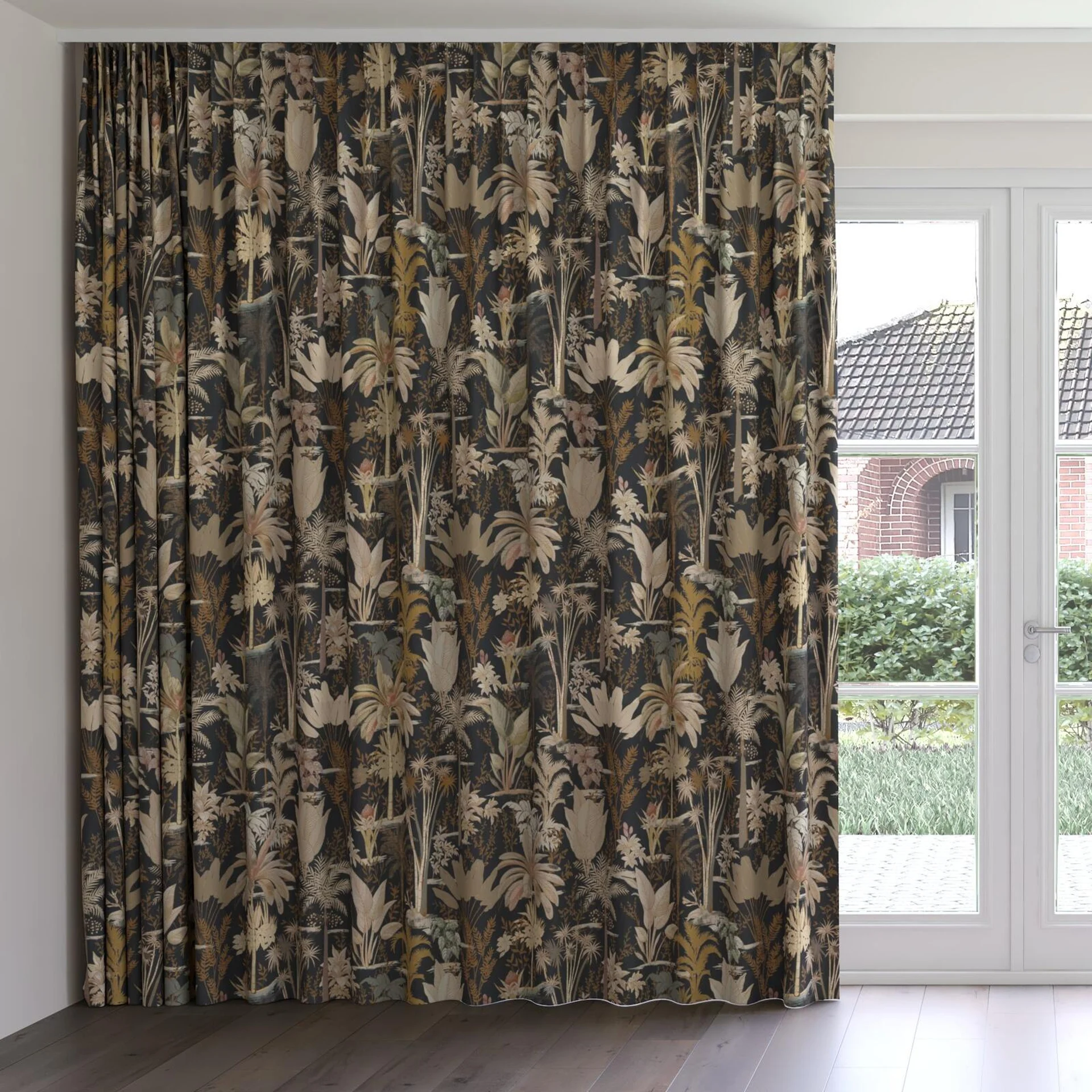 Front view of Paloma Midnight, on curtain rail