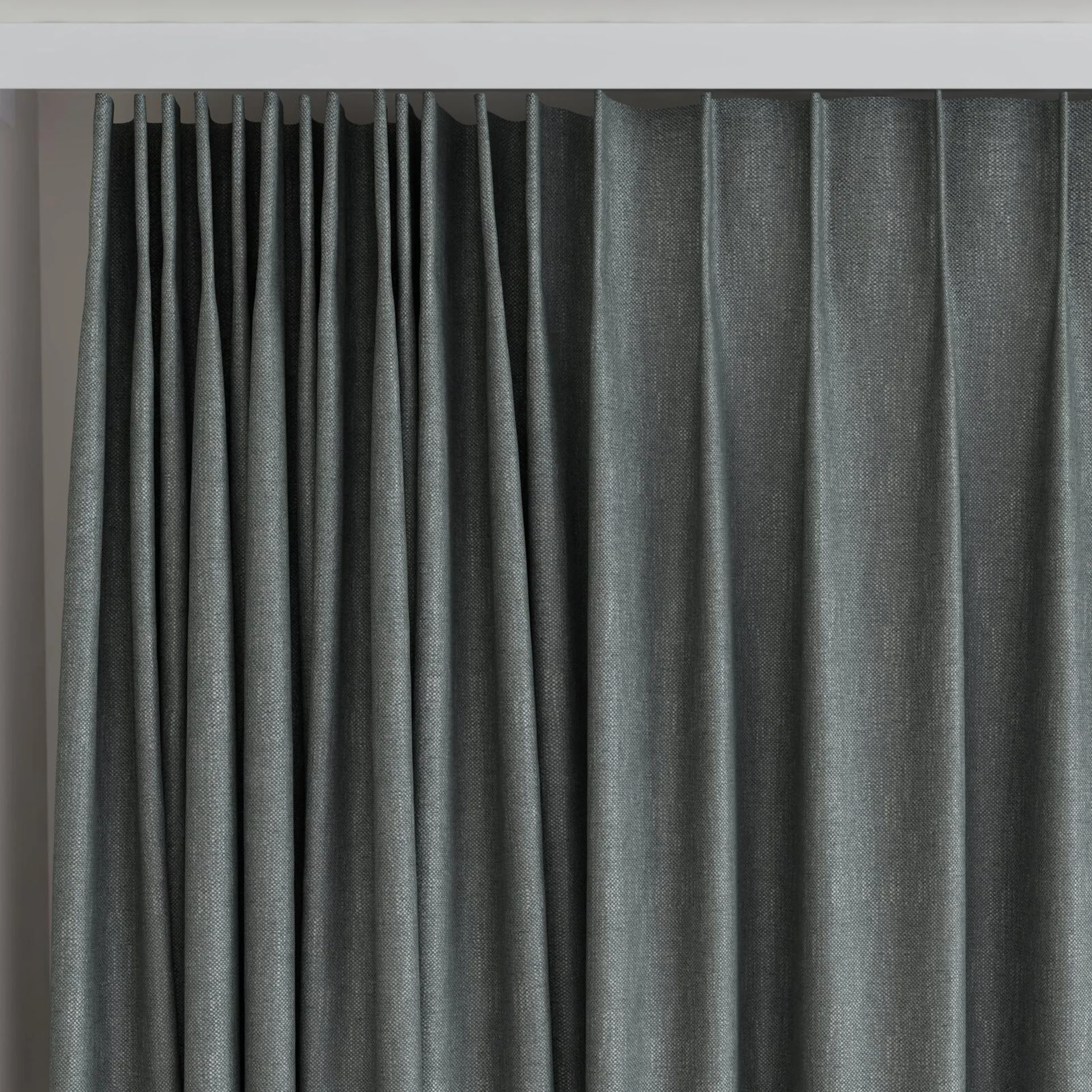 Top view of Perfecto Steel, on curtain rail