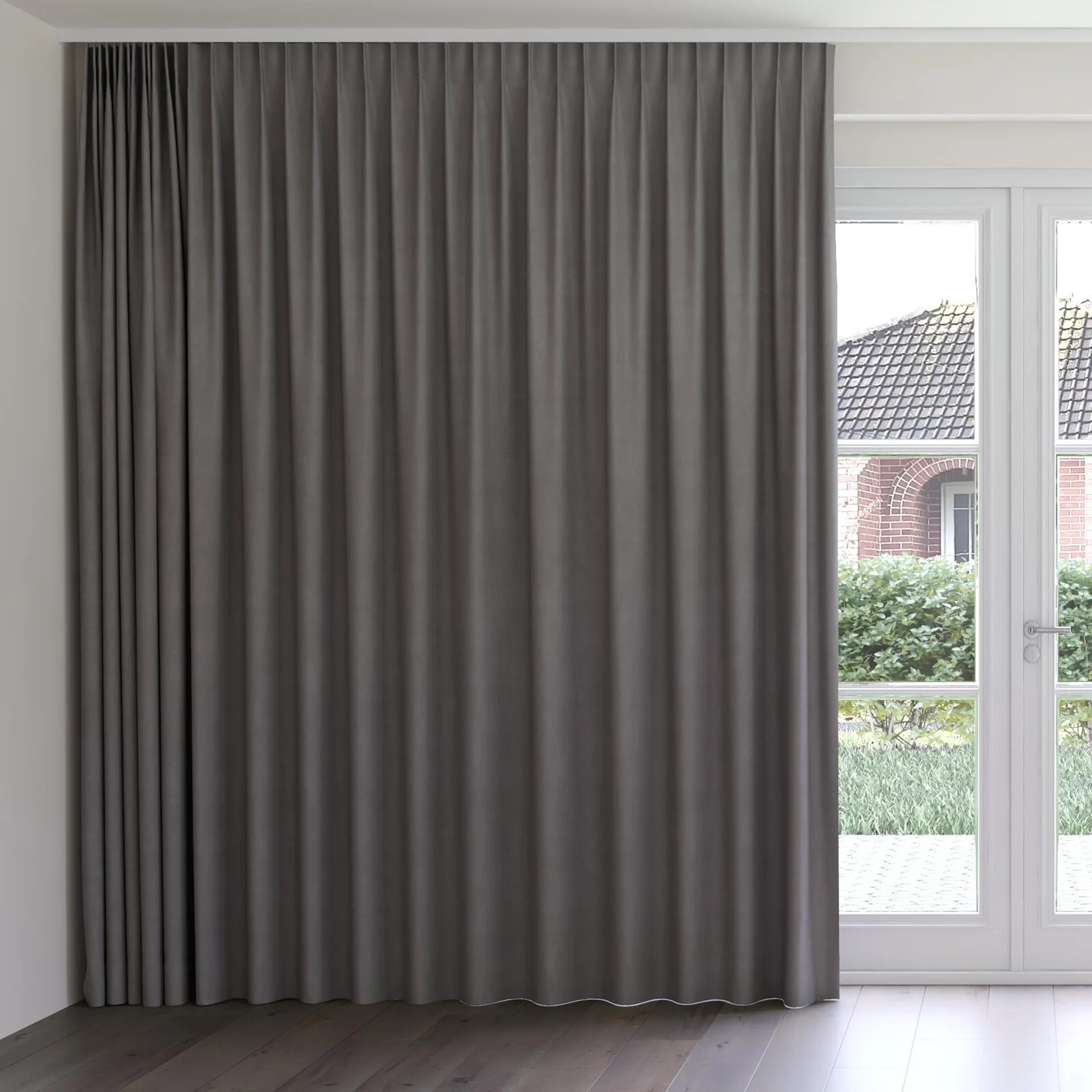 Front view of Lech Mouse, on curtain rail