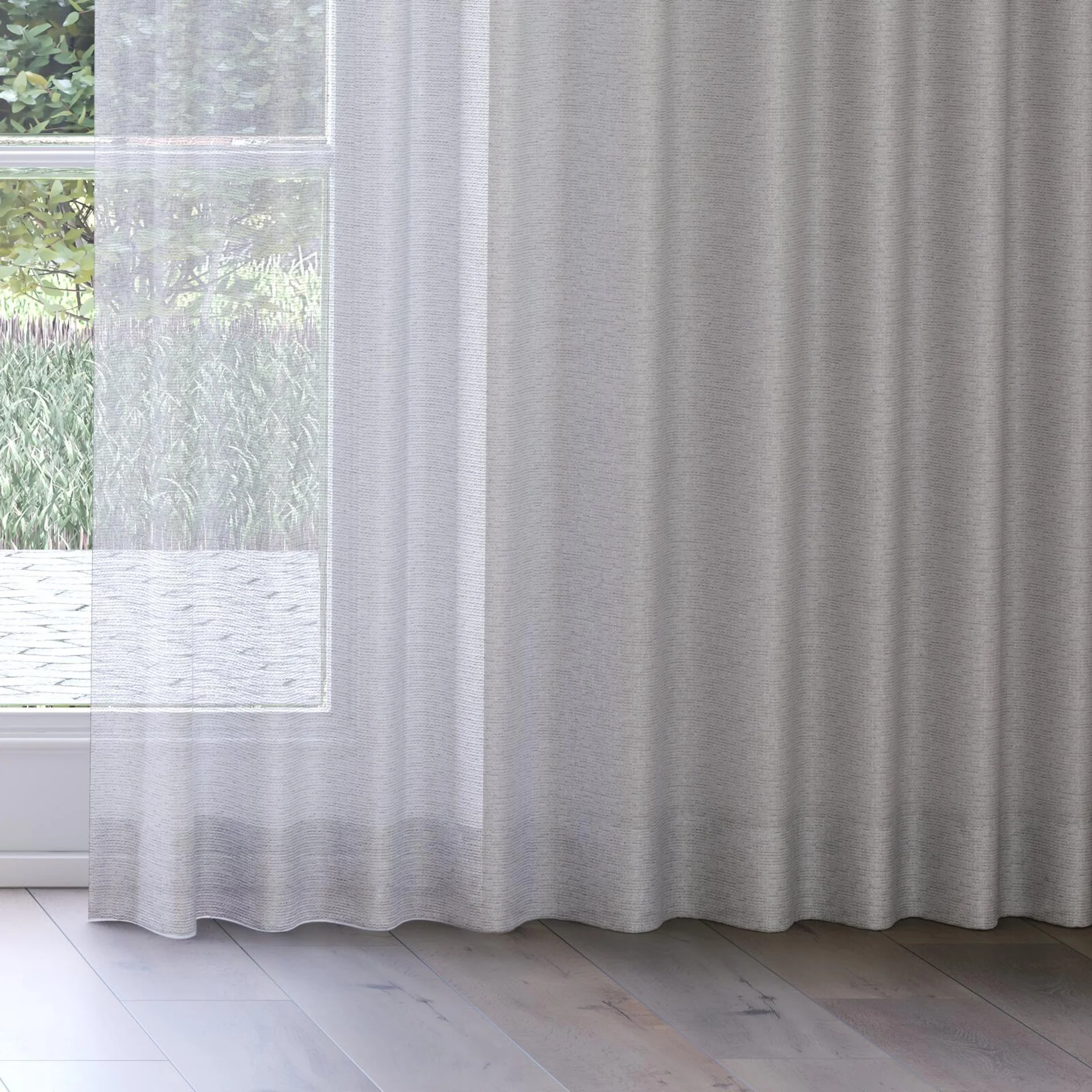Bottom view of Mathilde Aluminium, on curtain rail