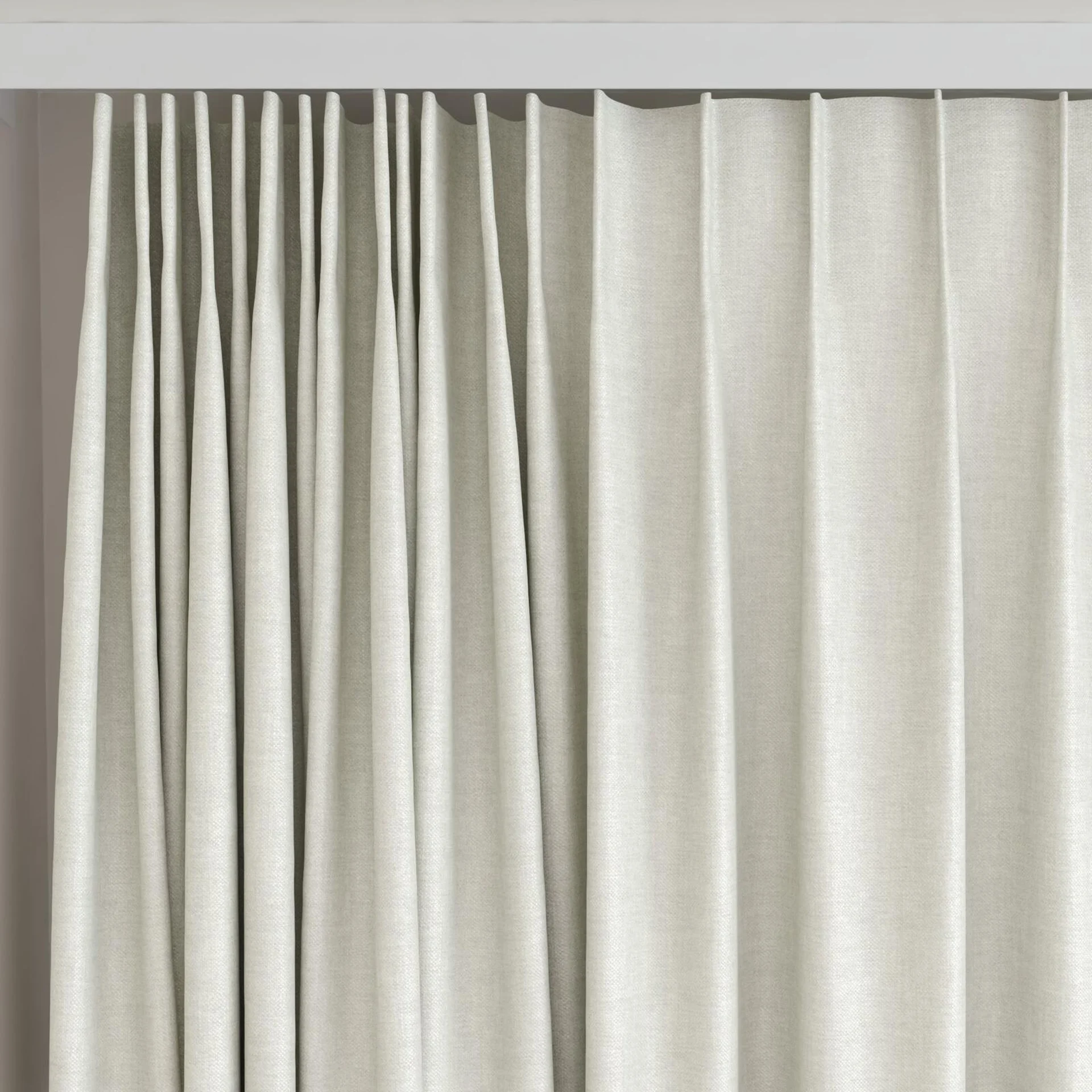 Top view of Perfecto Silver, on curtain rail