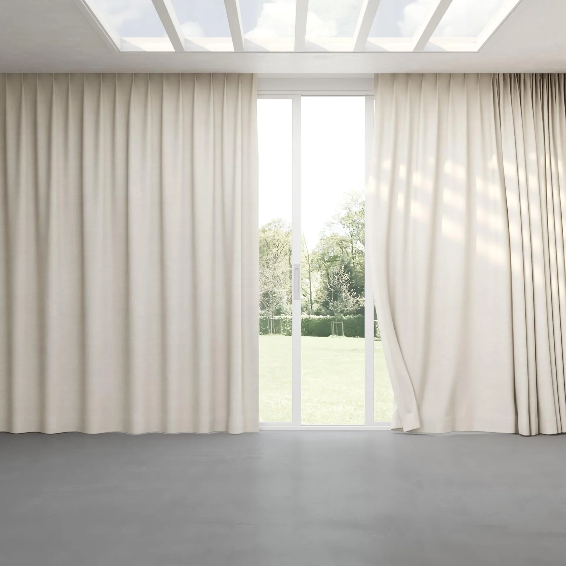 Full view of Lech Wool, pinch pleat