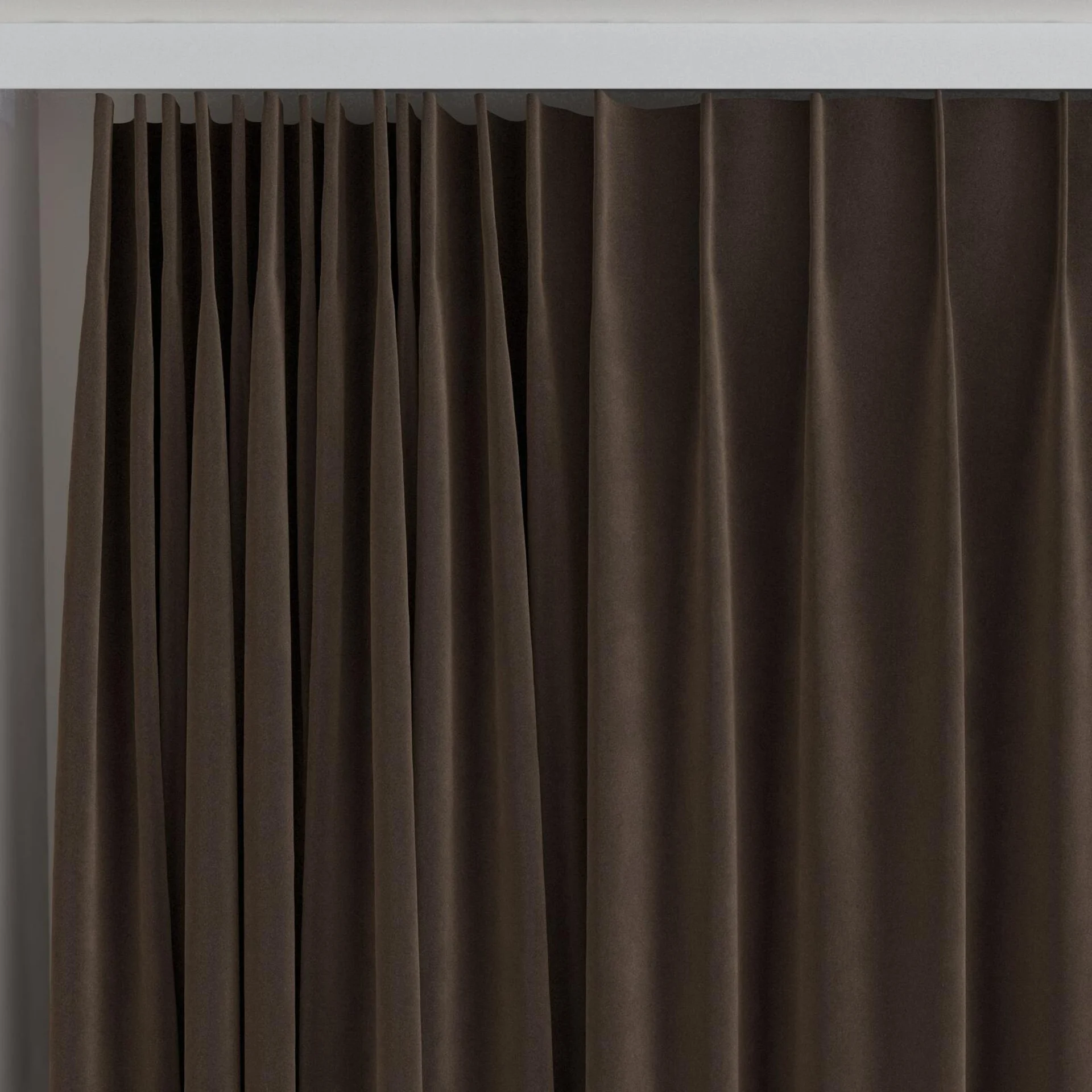 Top view of Vienna Truffle, on curtain rail