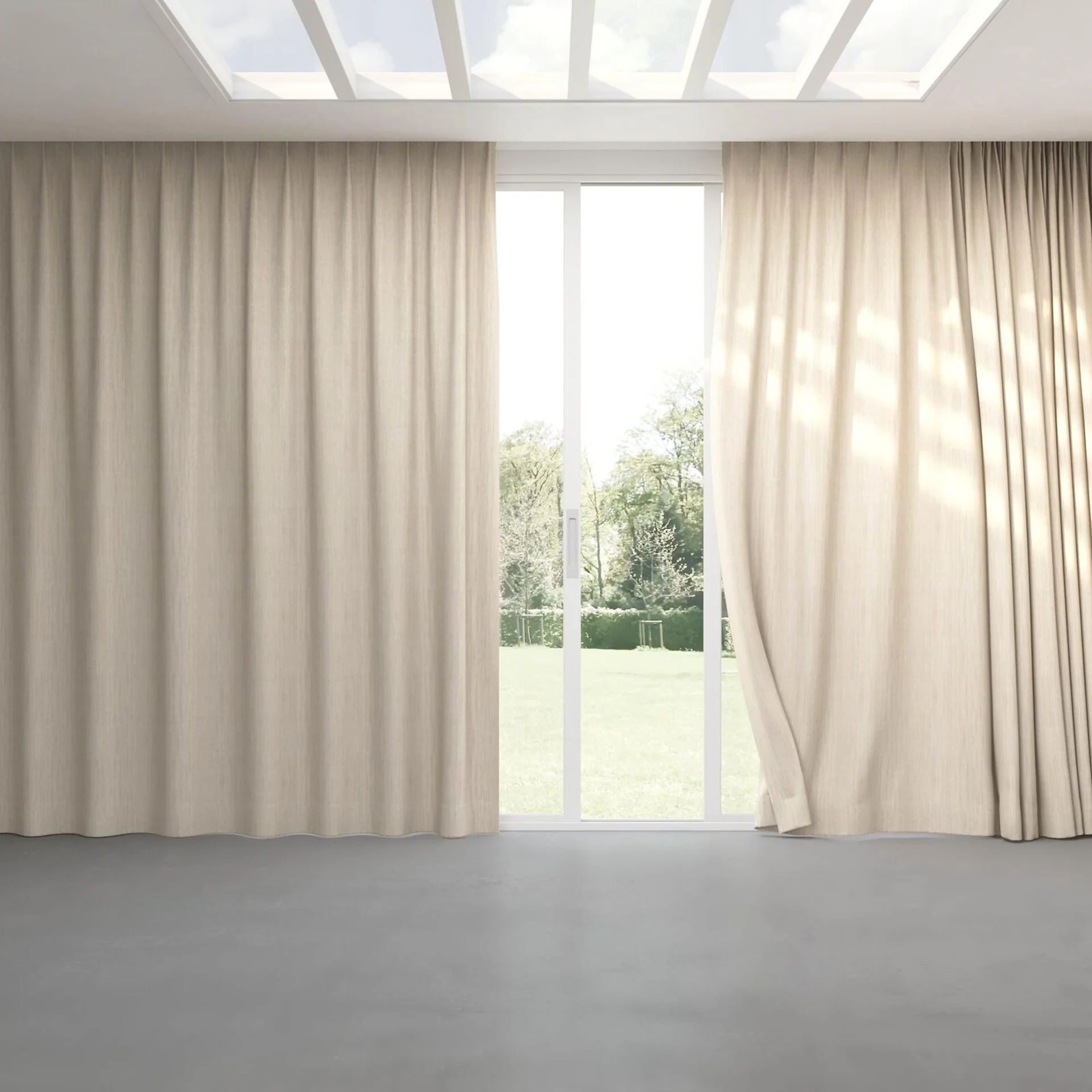 Full view of Chatham Sand, pinch pleat