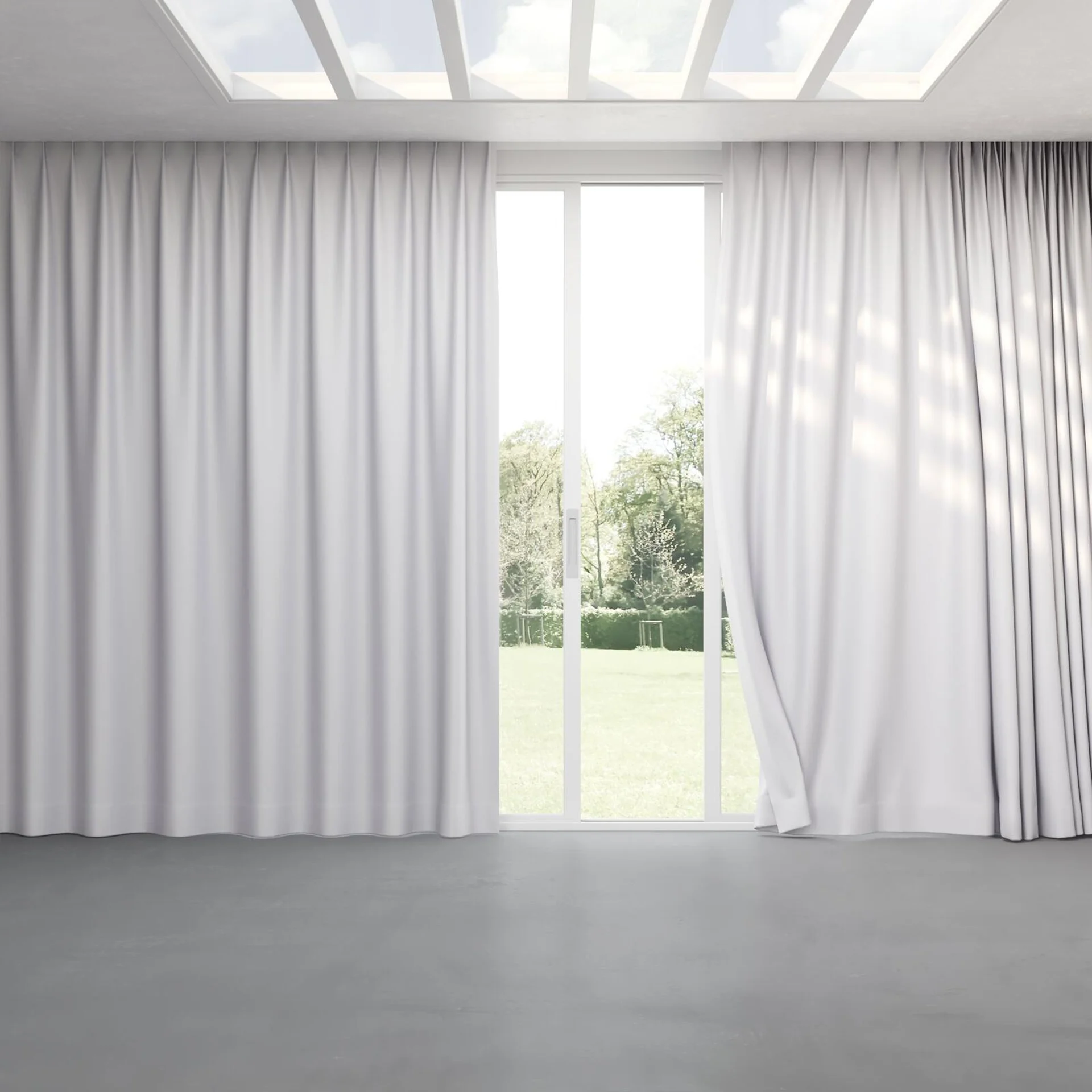 Full view of Stellar Blackout Silver, pinch pleat