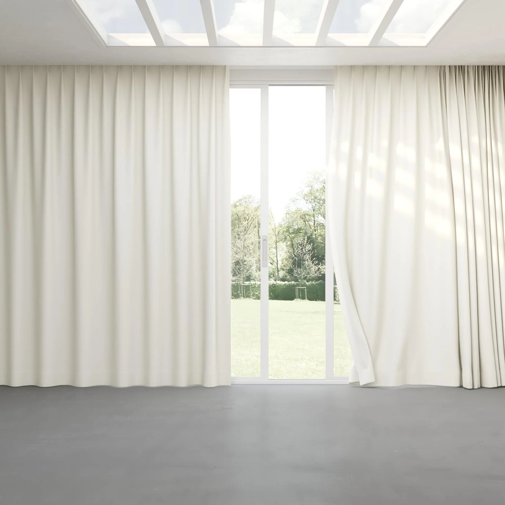 Full view of Brugge Cream, pinch pleat