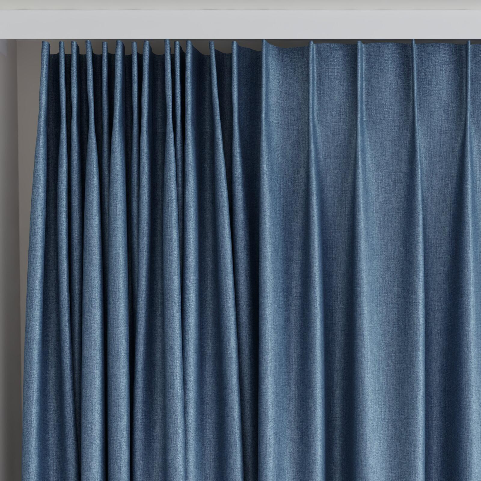 Top view of Matrix Denim, on curtain rail