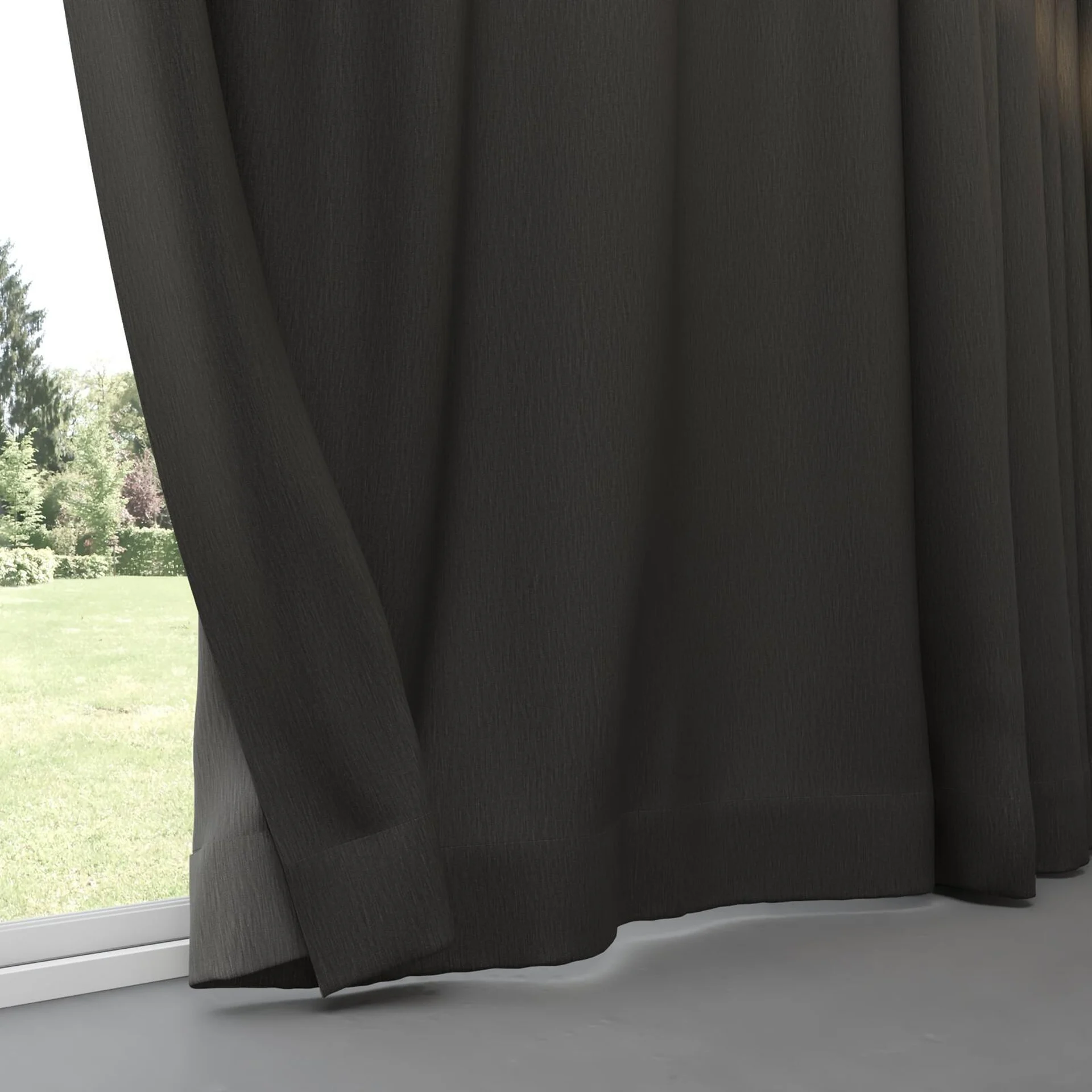 Bottom view of Tuxedo Charcoal, pinch pleat