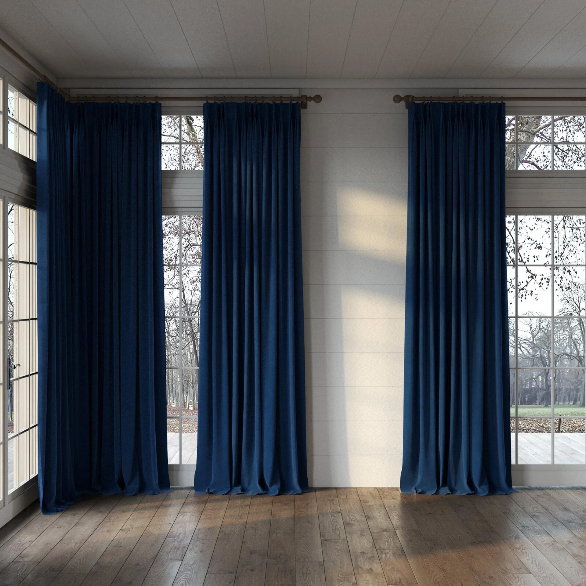 Full view of Verbier Captain, puddled, on curtain rod