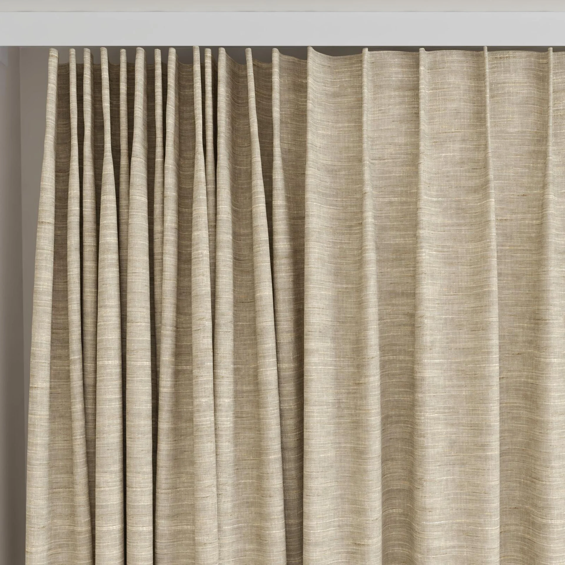 Top view of Venus Ivory, on curtain rail