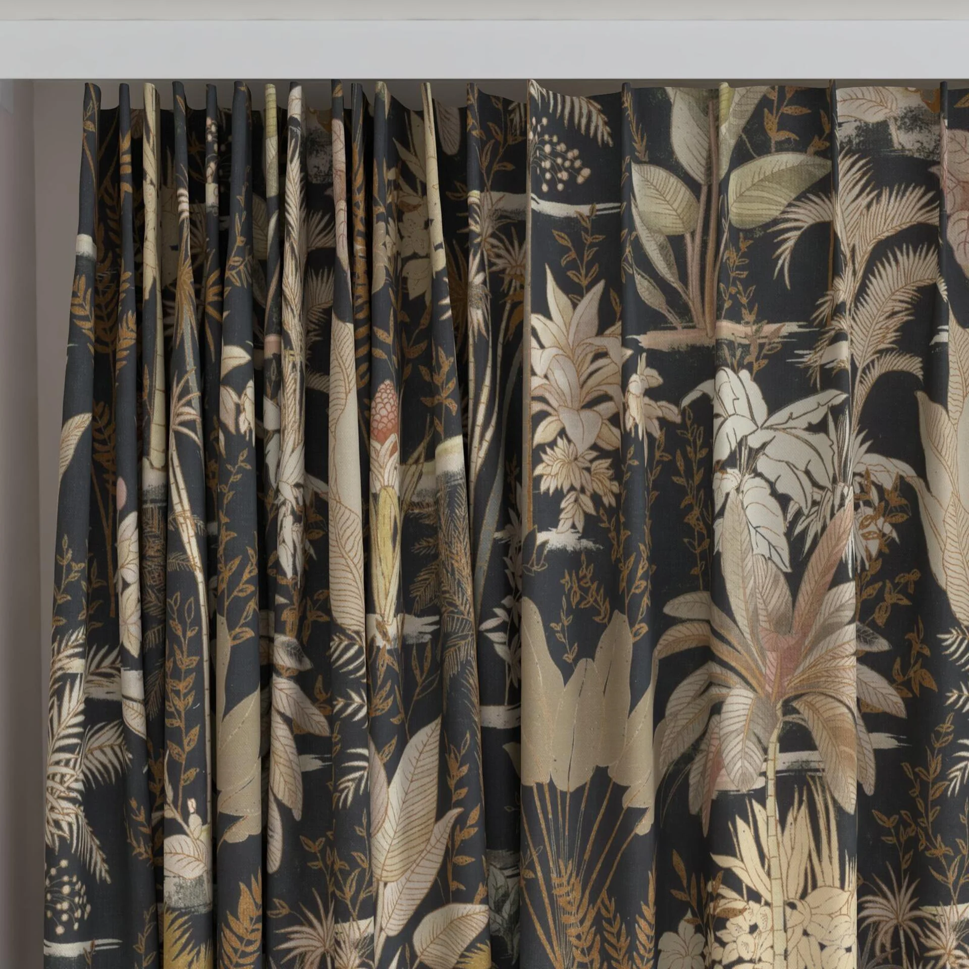 Top view of Paloma Midnight, on curtain rail