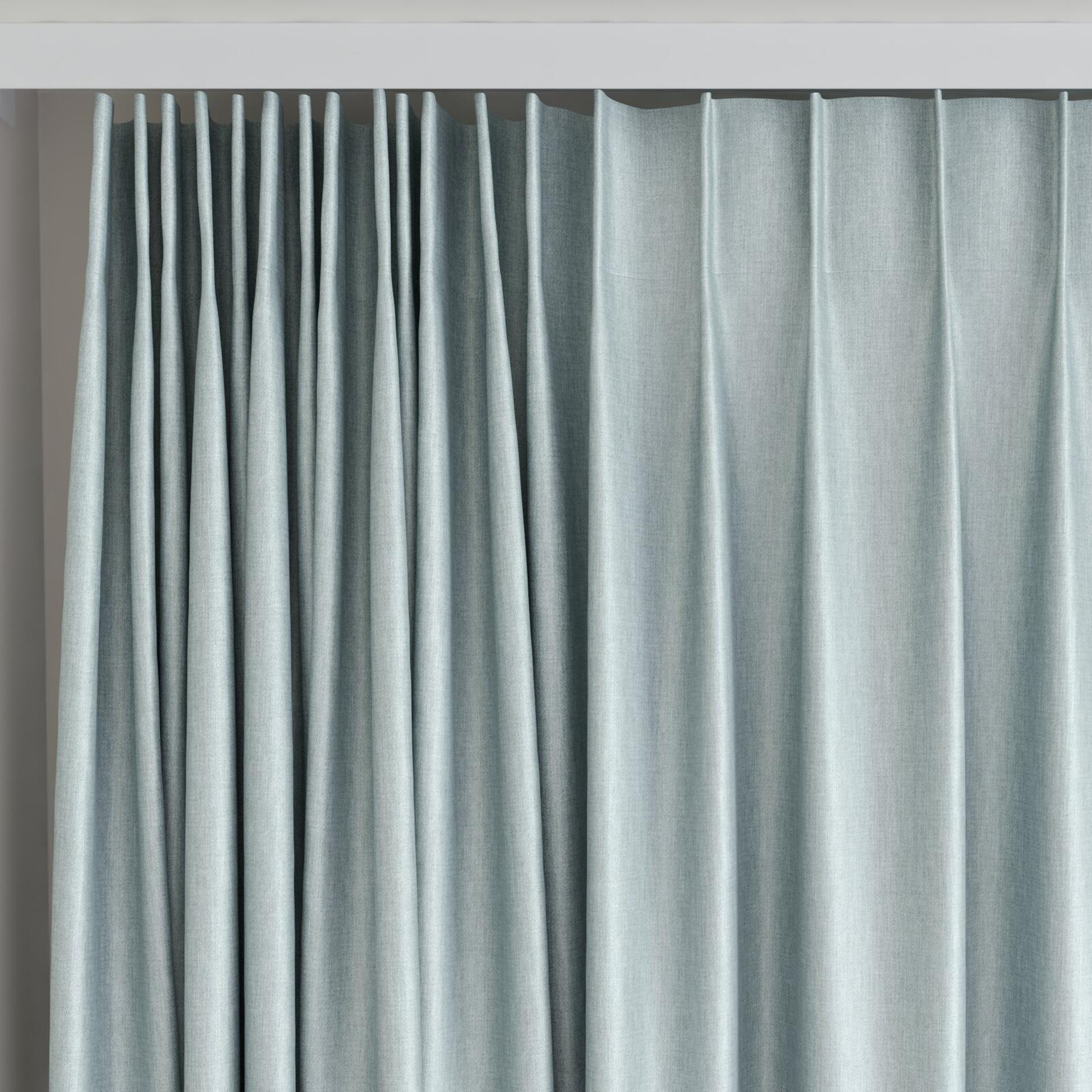 Top view of Matrix Aqua, on curtain rail