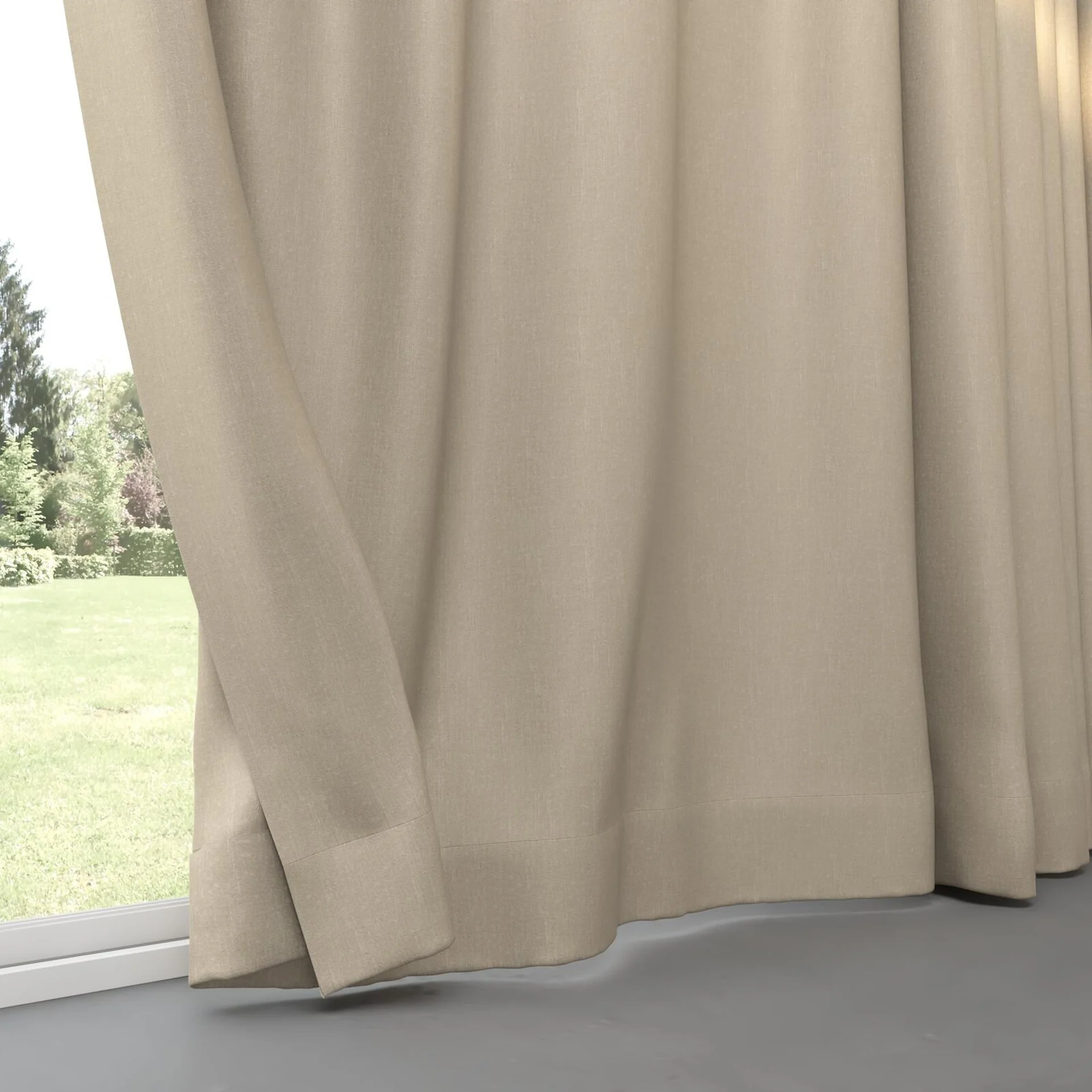 Bottom view of Excel Flax, pinch pleat