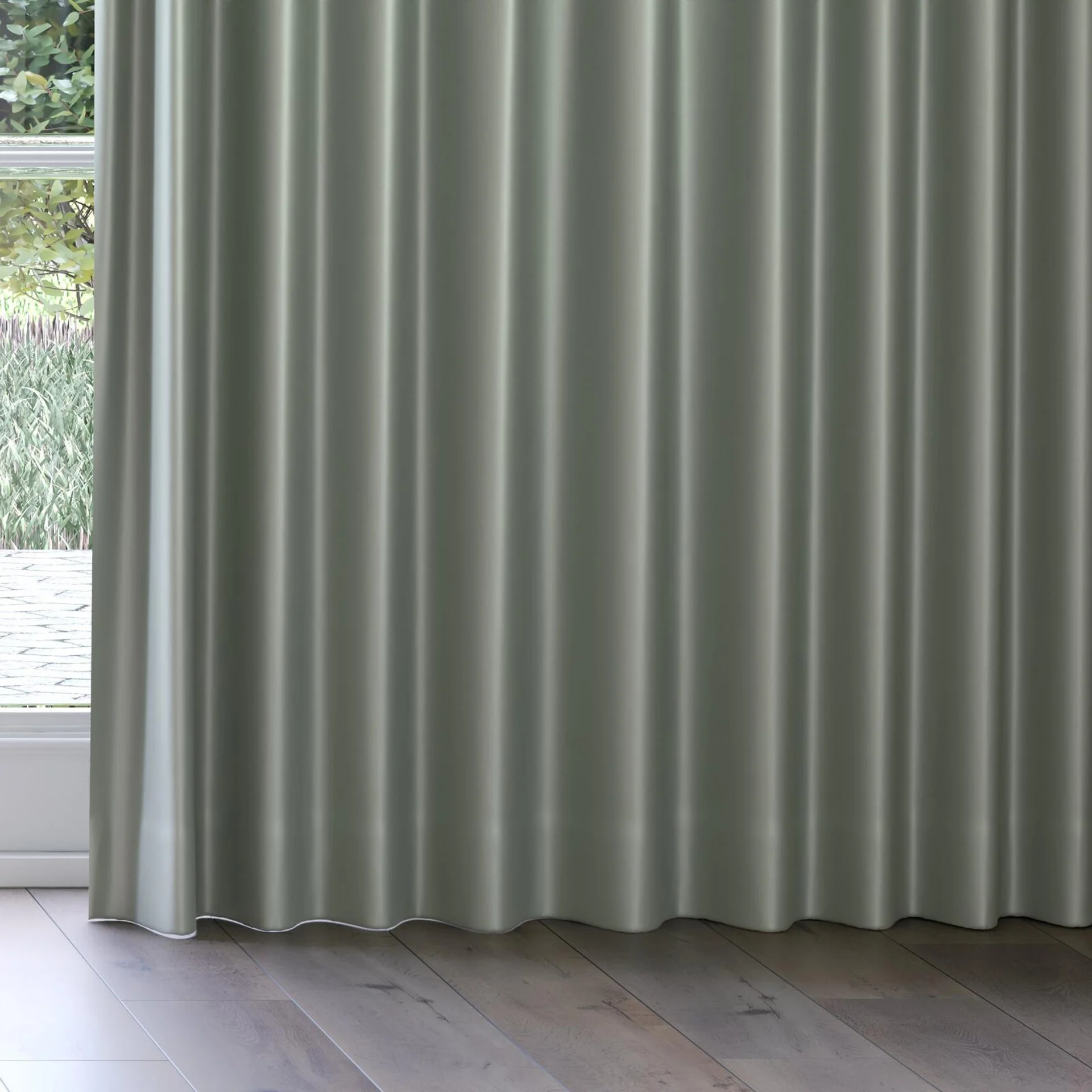 Bottom view of Sleek Mineral, on curtain rail