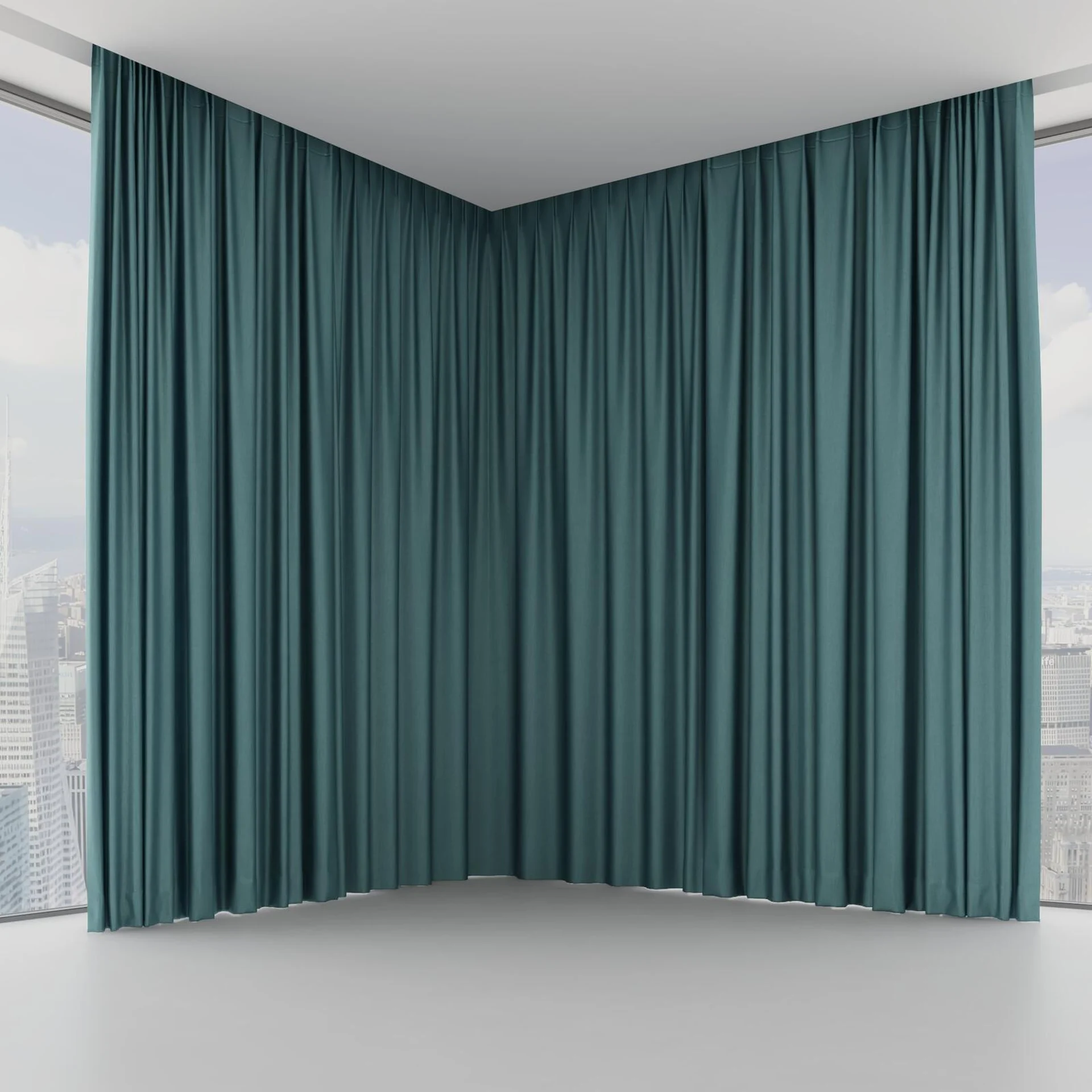Front view of Matrix Teal, on hidden rail