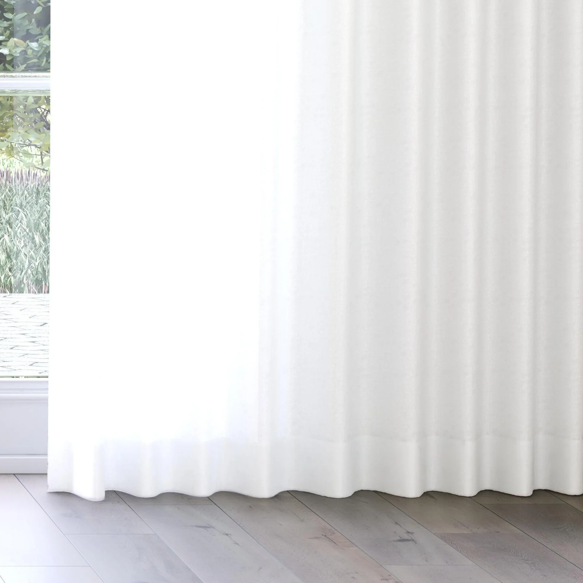Bottom view of Linen Paper, on curtain rail