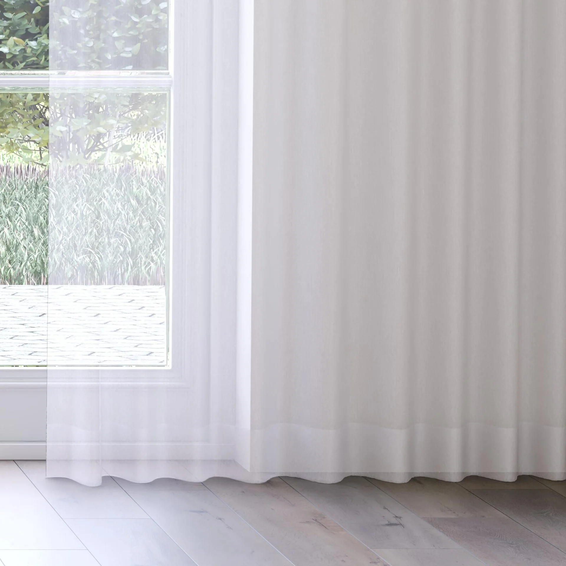 Bottom view of Selene String, on curtain rail