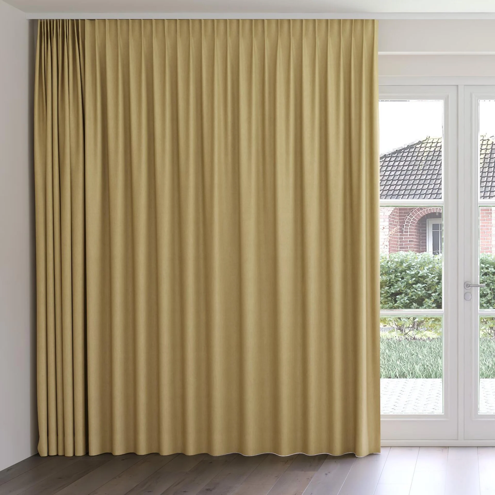 Front view of Rover Jute, on curtain rail