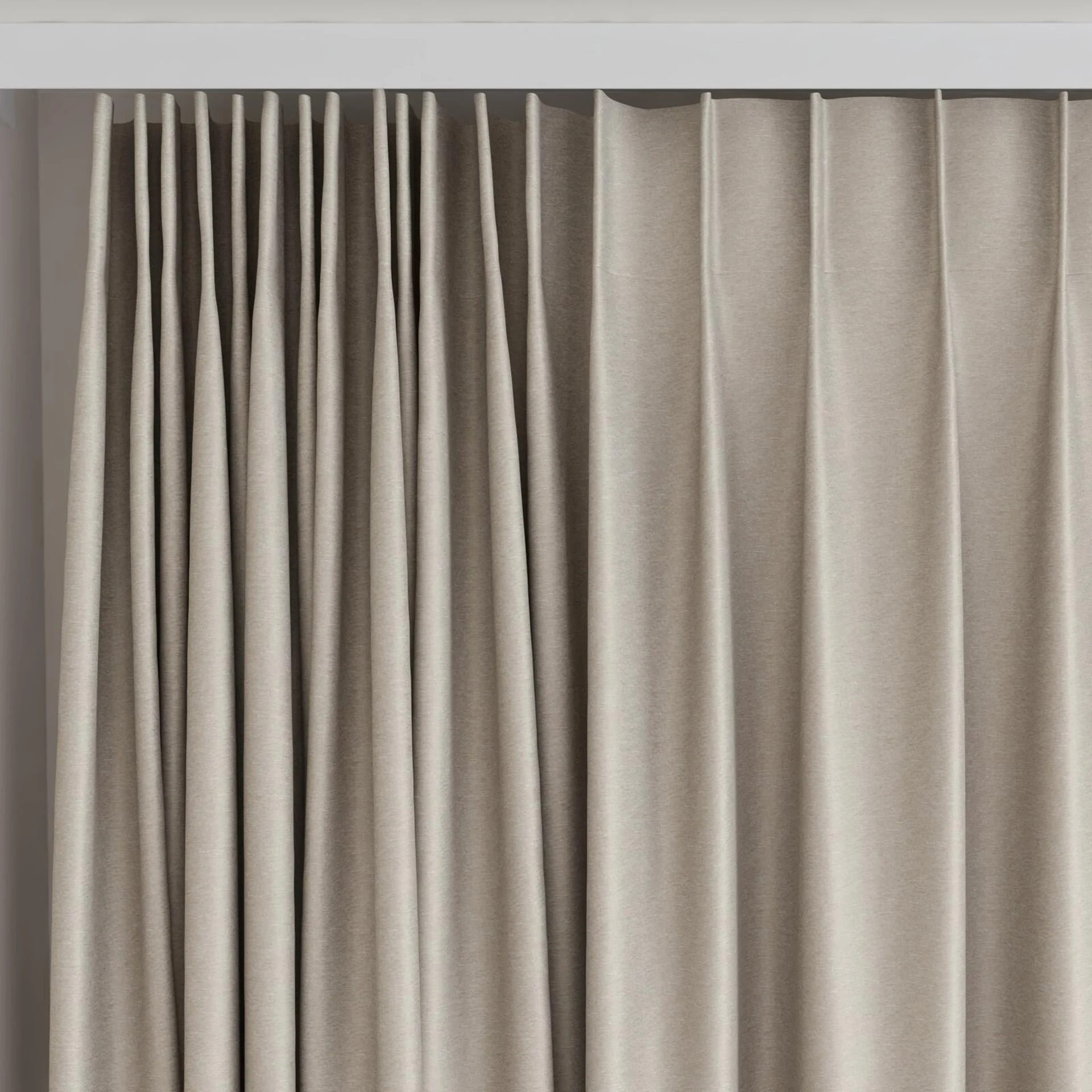 Top view of Stellar Blackout Bronze, on curtain rail
