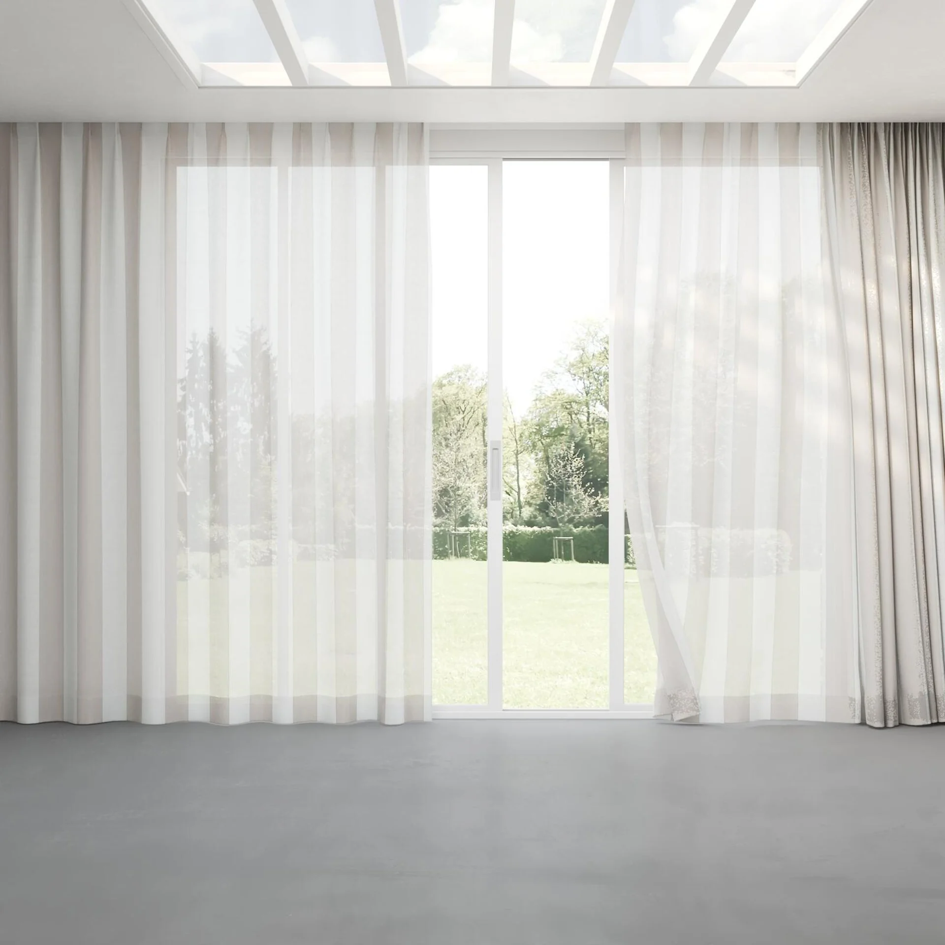 Full view of Kyoto Stripe Linen, pinch pleat