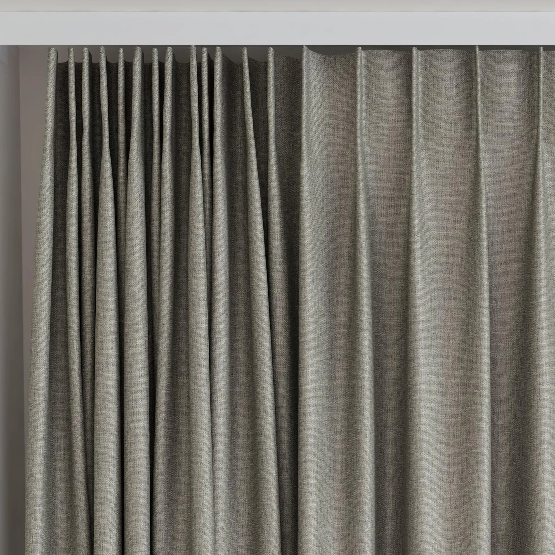Top view of Matrix FR Mink, on curtain rail