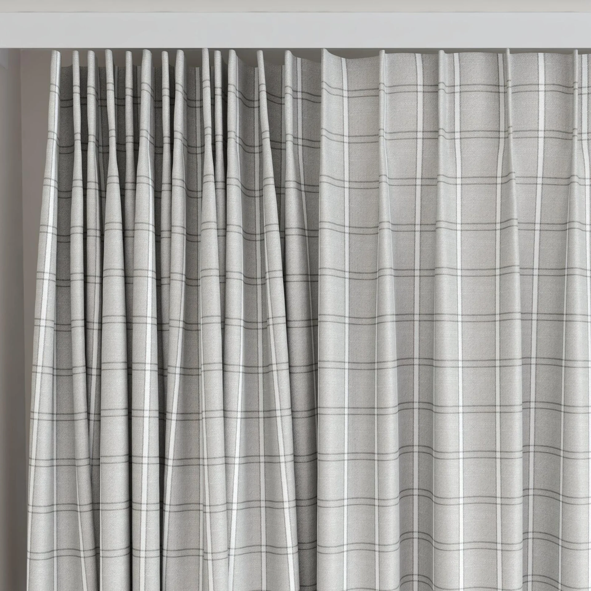 Top view of Southport Sepia, on curtain rail