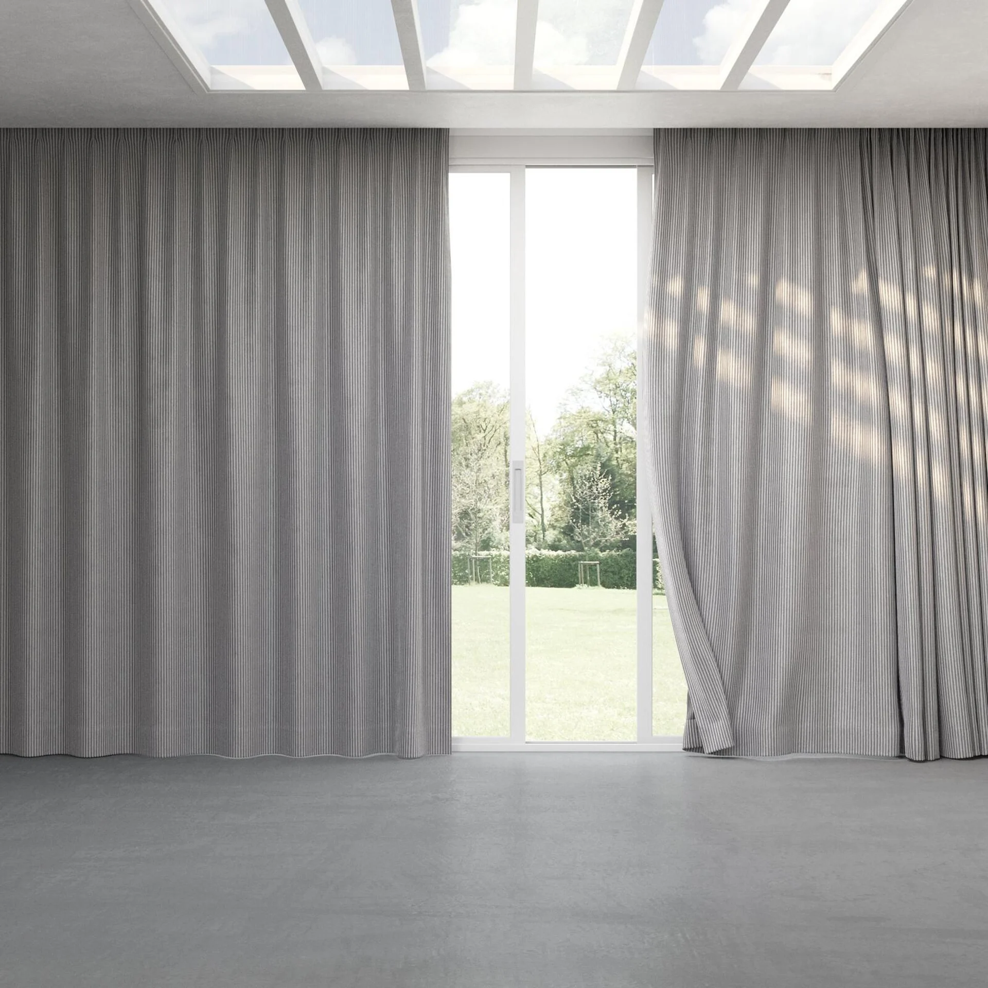 Full view of Embrace Iron, pinch pleat
